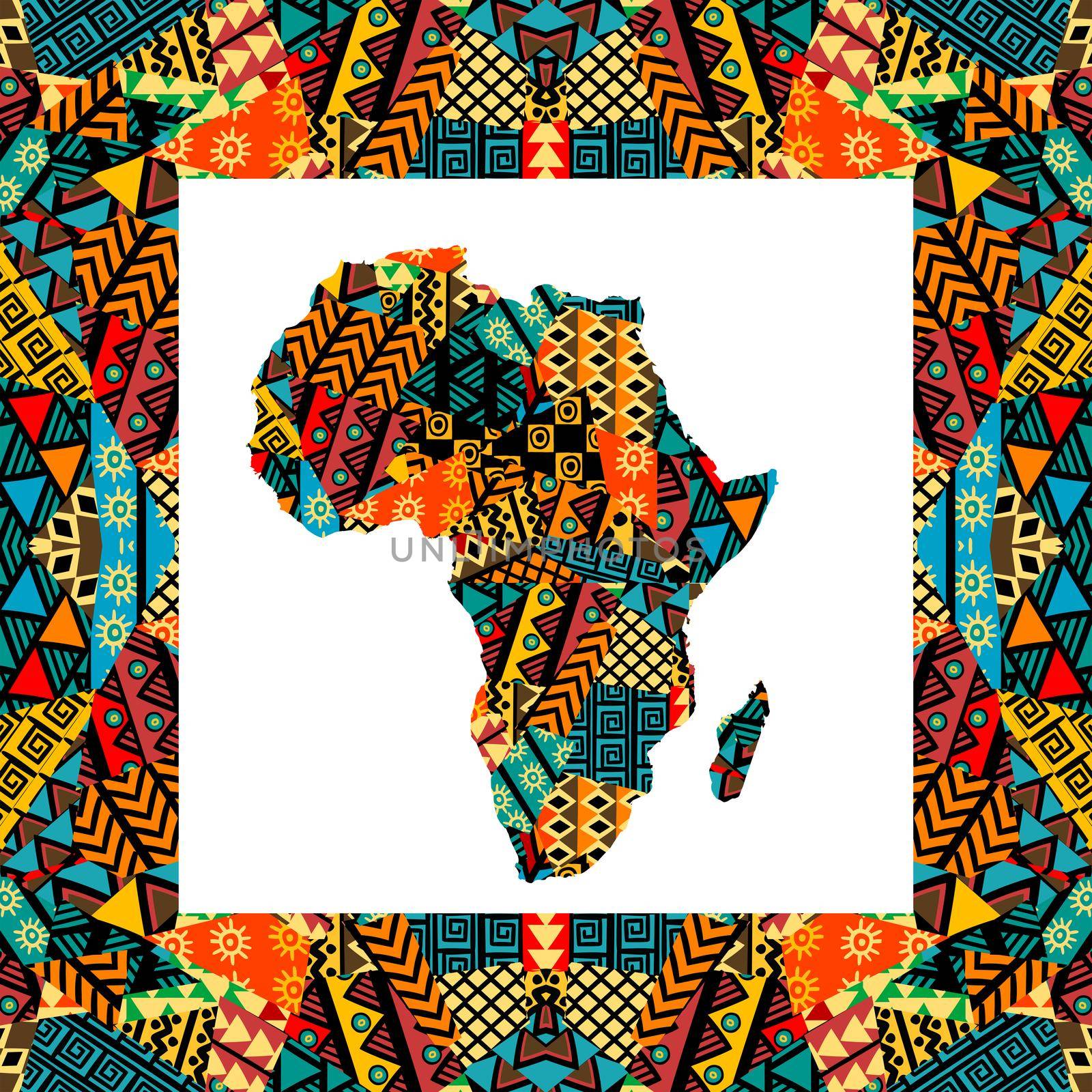 Africa map and frame with ethnic motifs by hibrida13