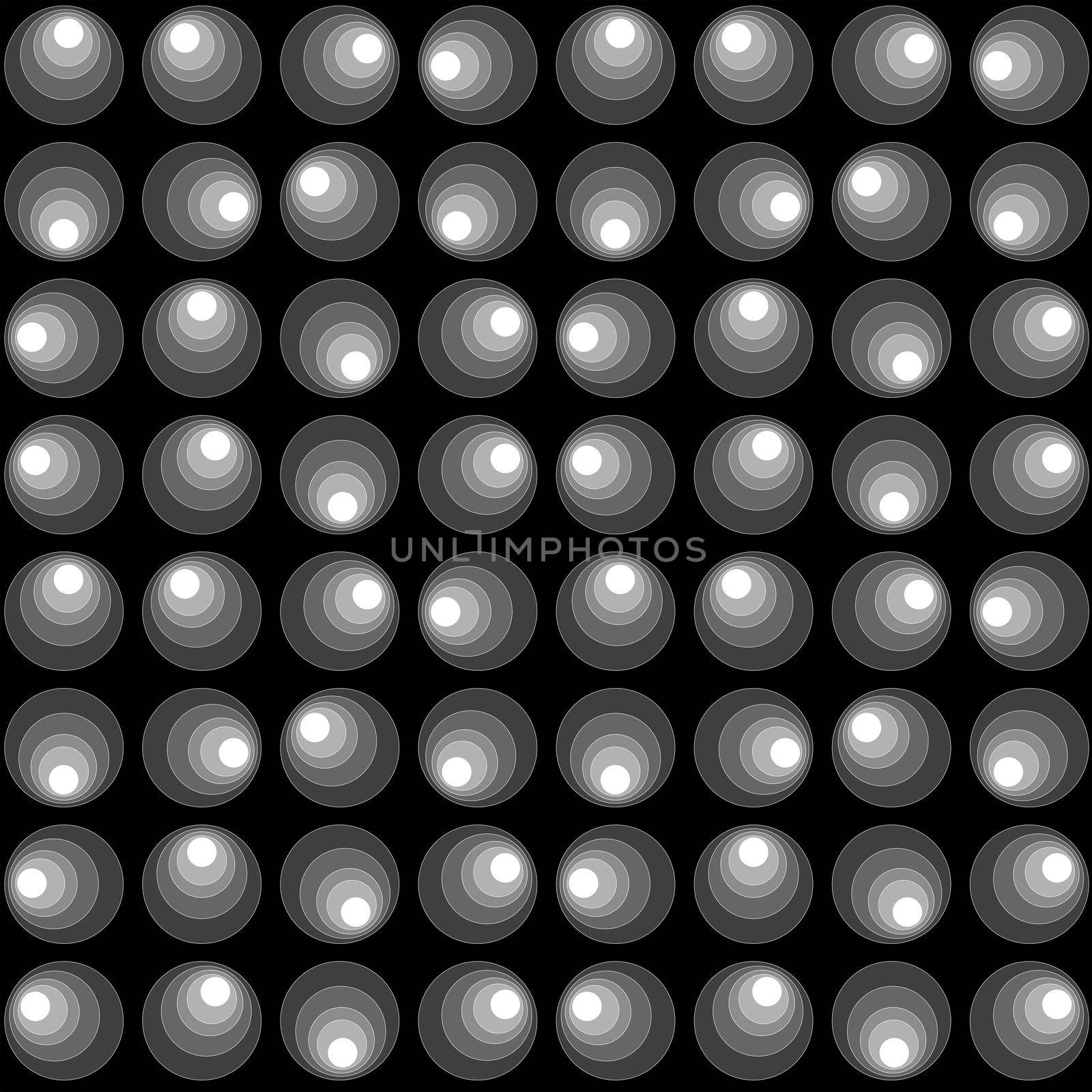 Abstract geometrical pattern with circles over black background