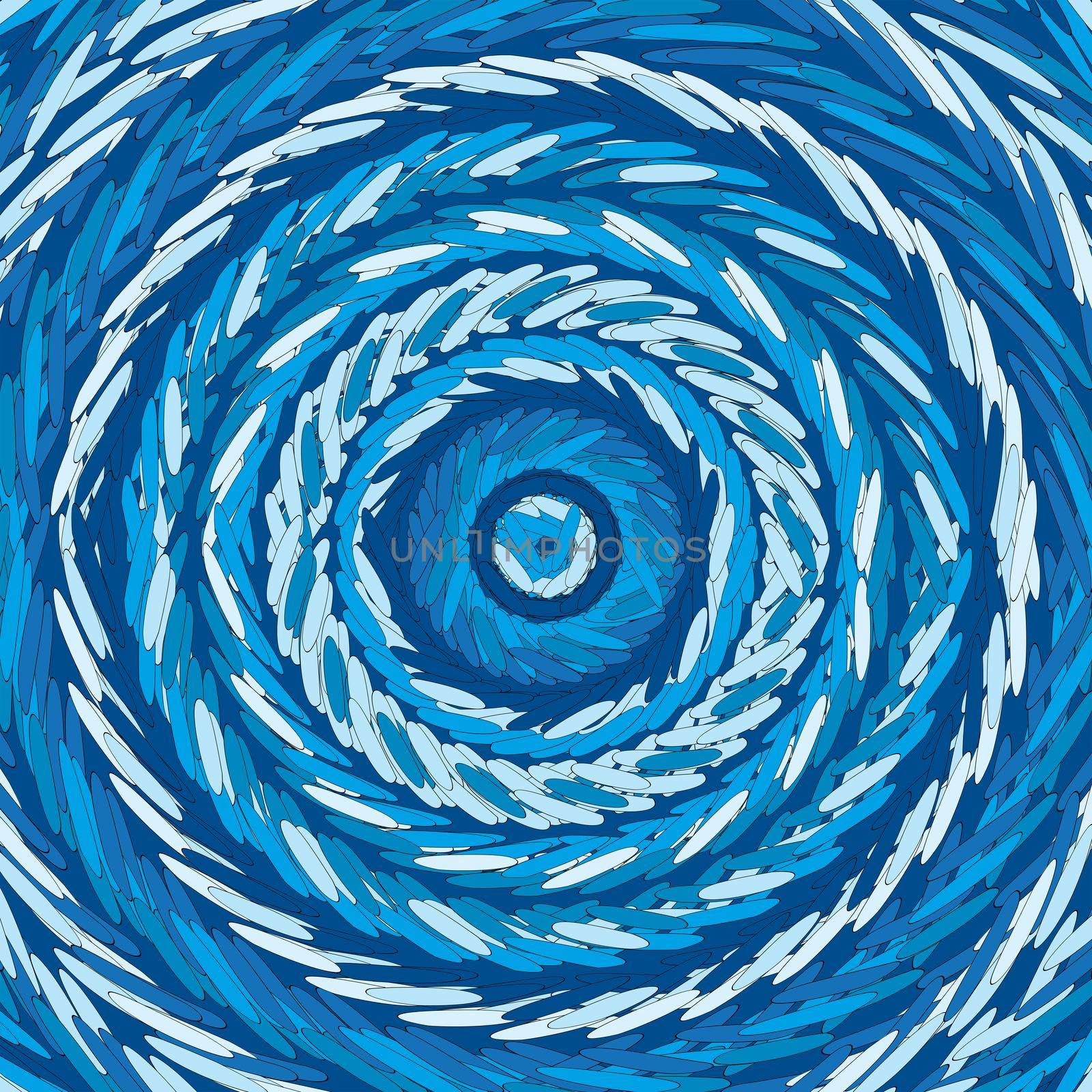 Circular design with blue stick lines