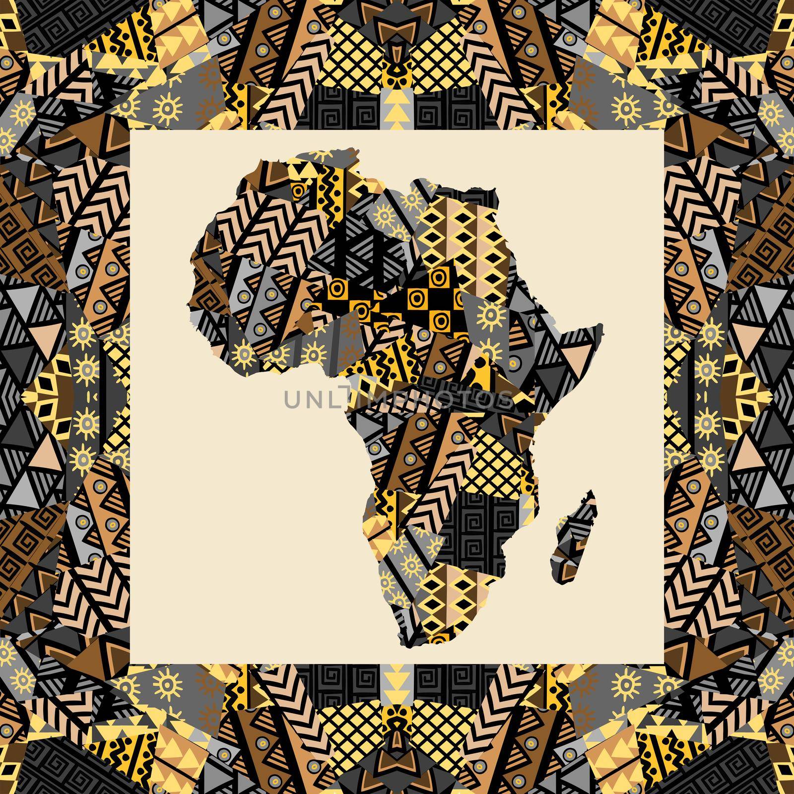 Africa map with ethnic motifs in a middle of a frame by hibrida13
