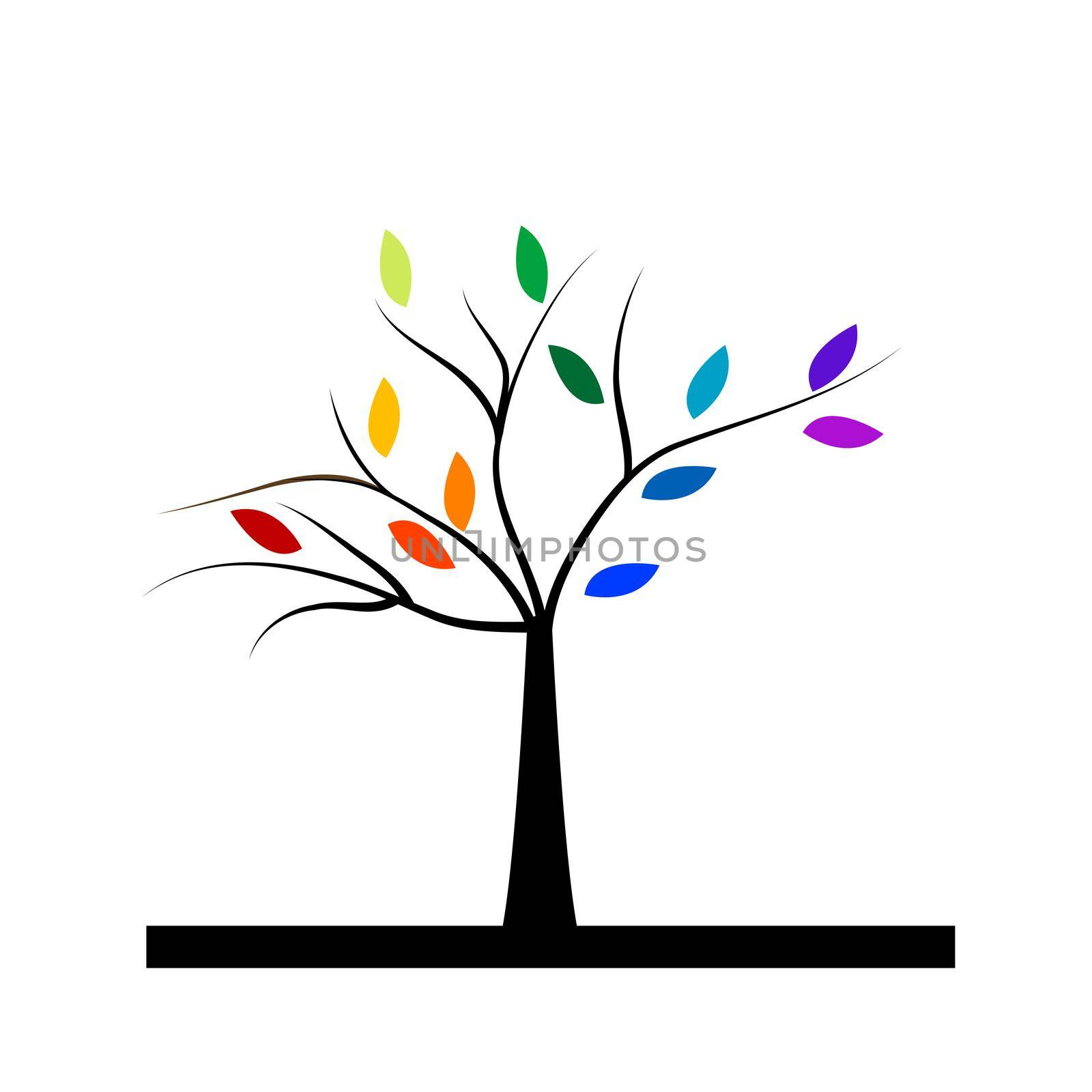 Rainbow tree isolated over white background