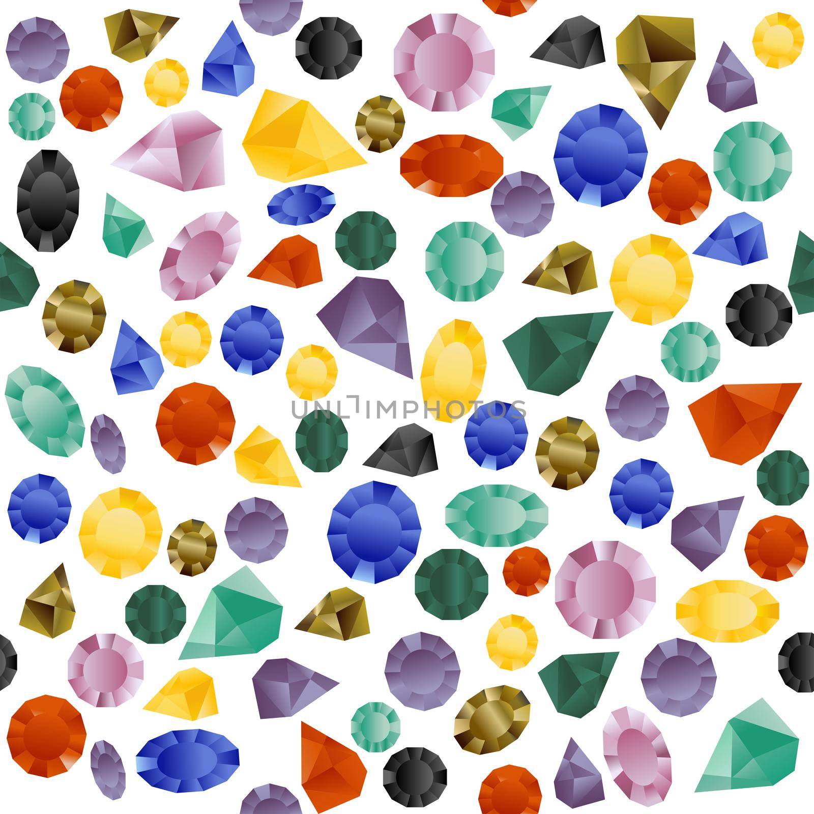 Colorful seamless pattern with gemstones on white background by hibrida13