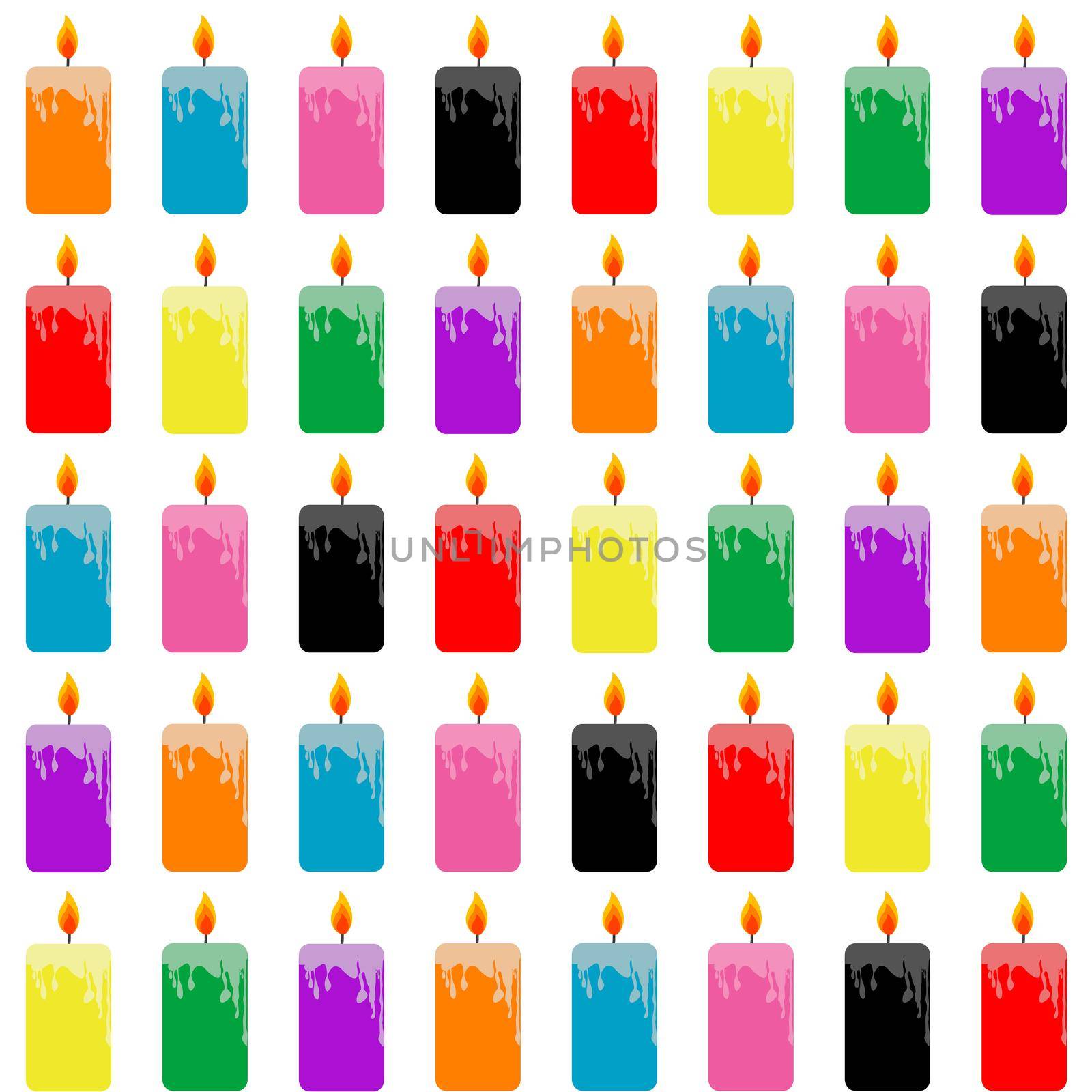Wrapping paper with rows of colored candles