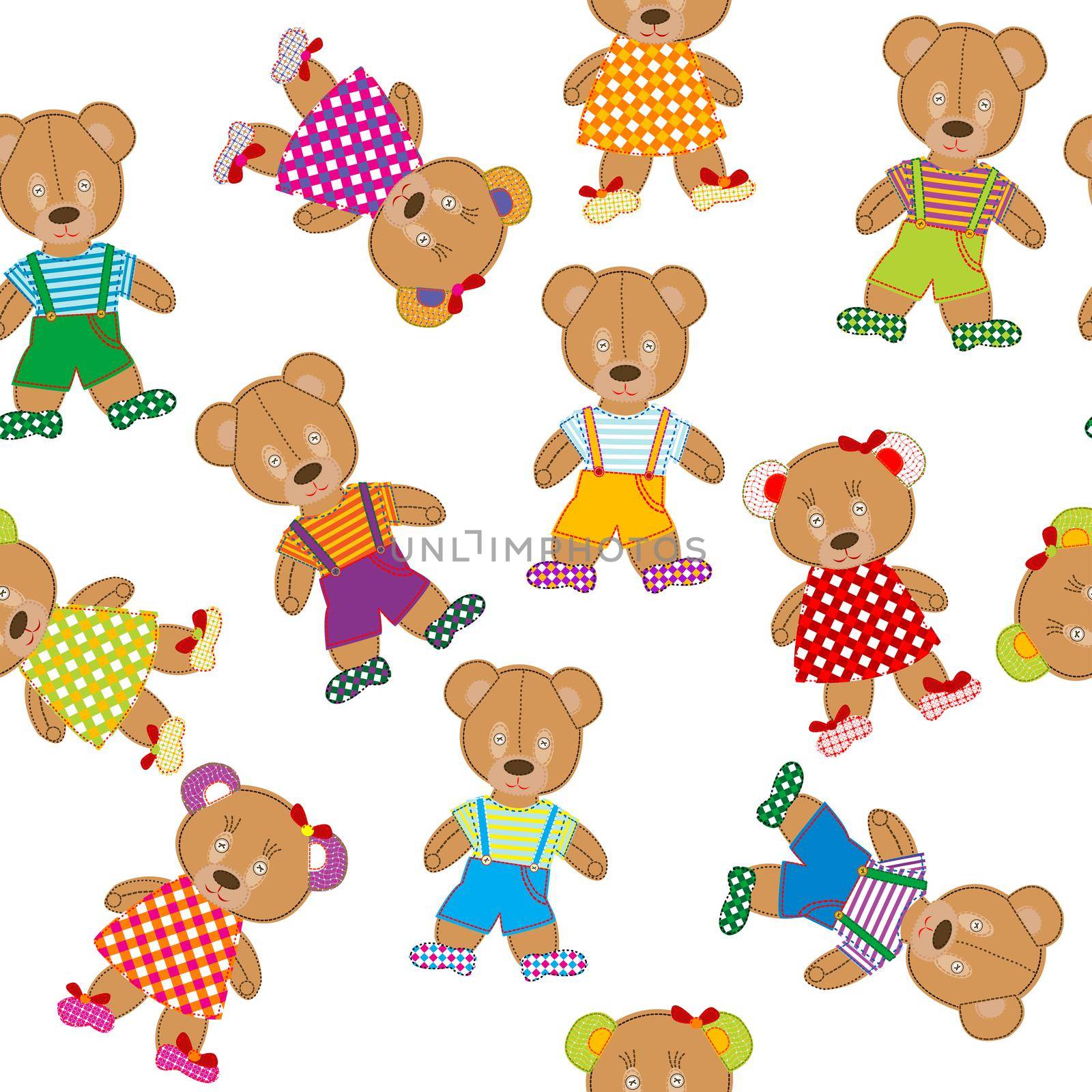 Seamless pattern with teddy bears on white background by hibrida13