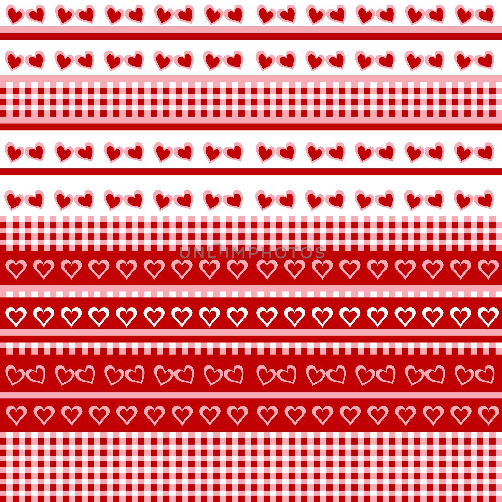 Seamless background with hearts and tablecloth