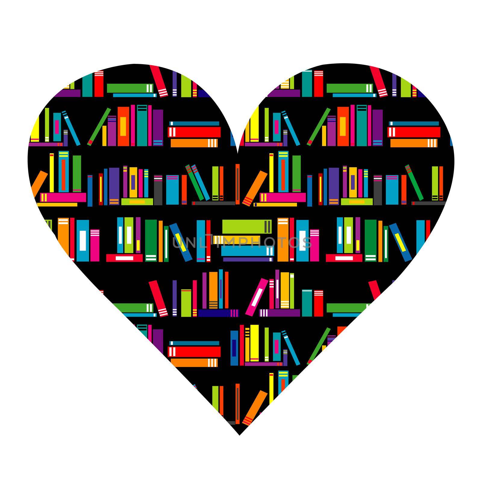 I love books concept with heart made of books by hibrida13