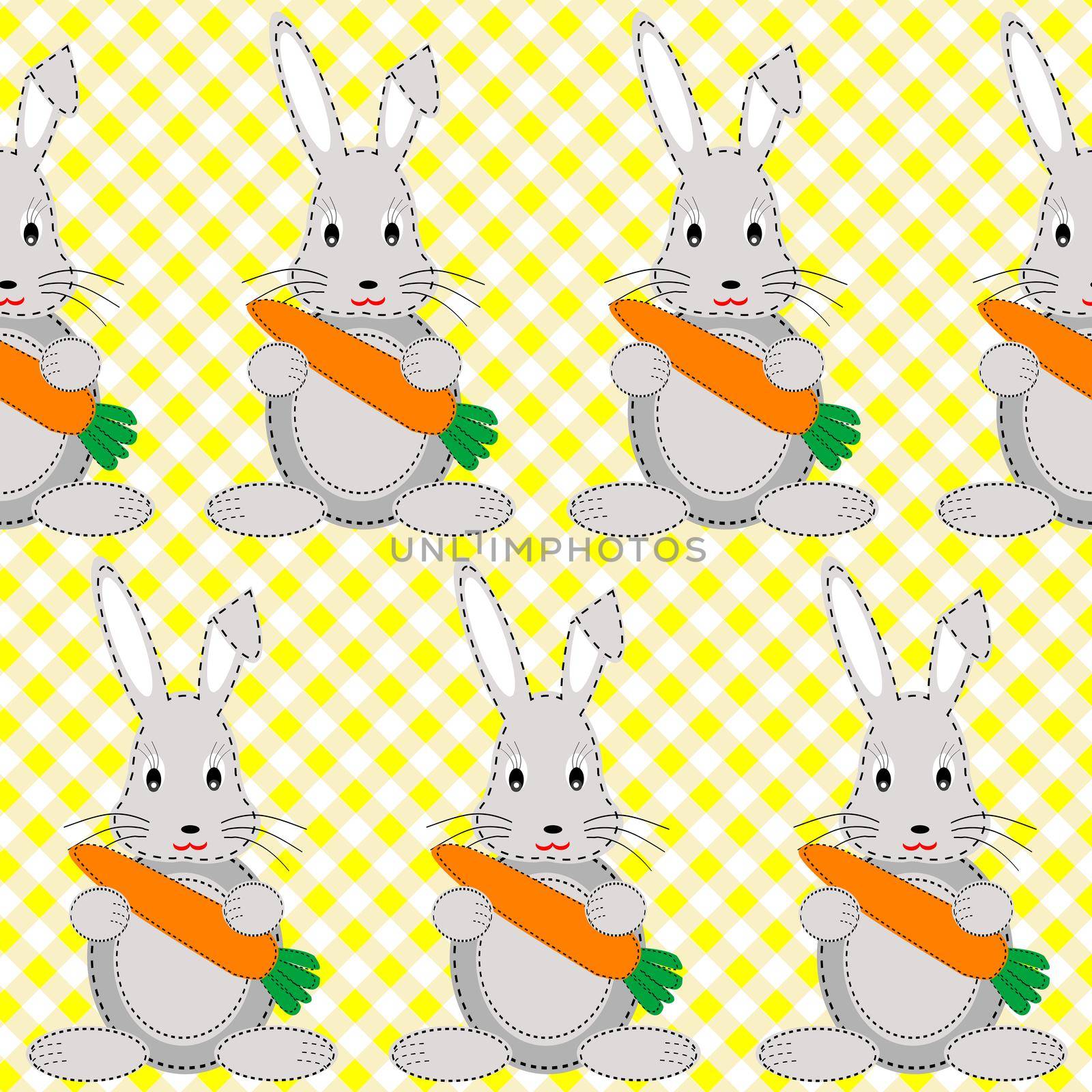 Cartoon rabbits with carrots seamless pattern