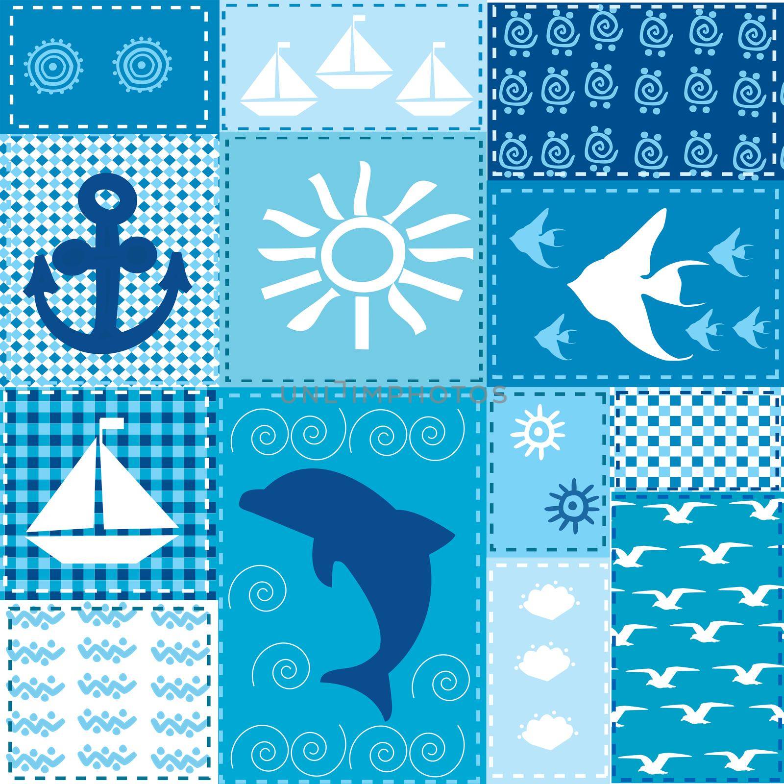 Marine patchwork with blue elements by hibrida13