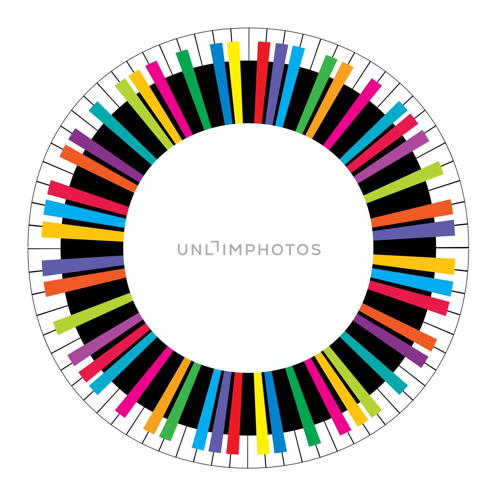 Abstract colored circular piano keys on white background by hibrida13