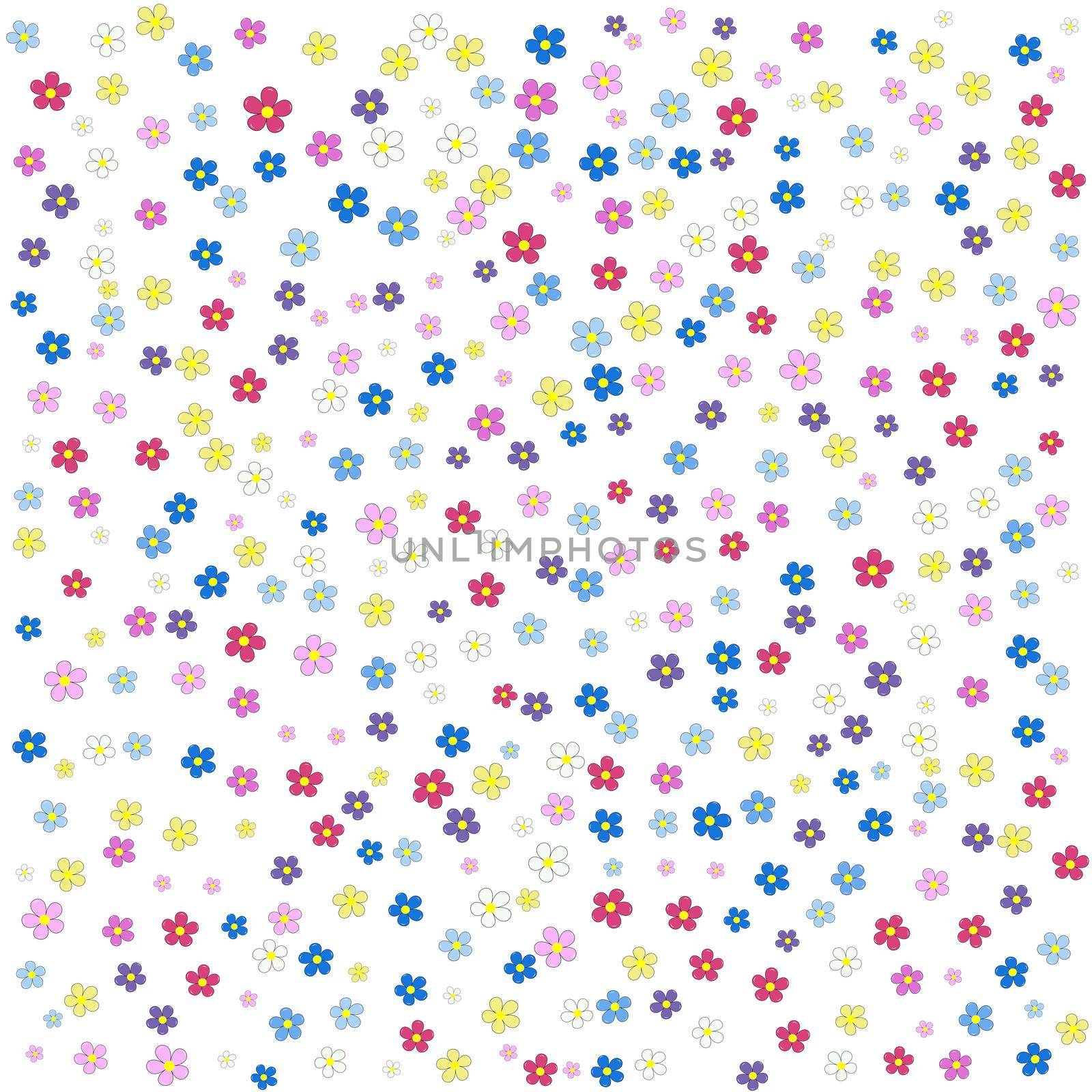 Simple colorful floral background with colored flowers