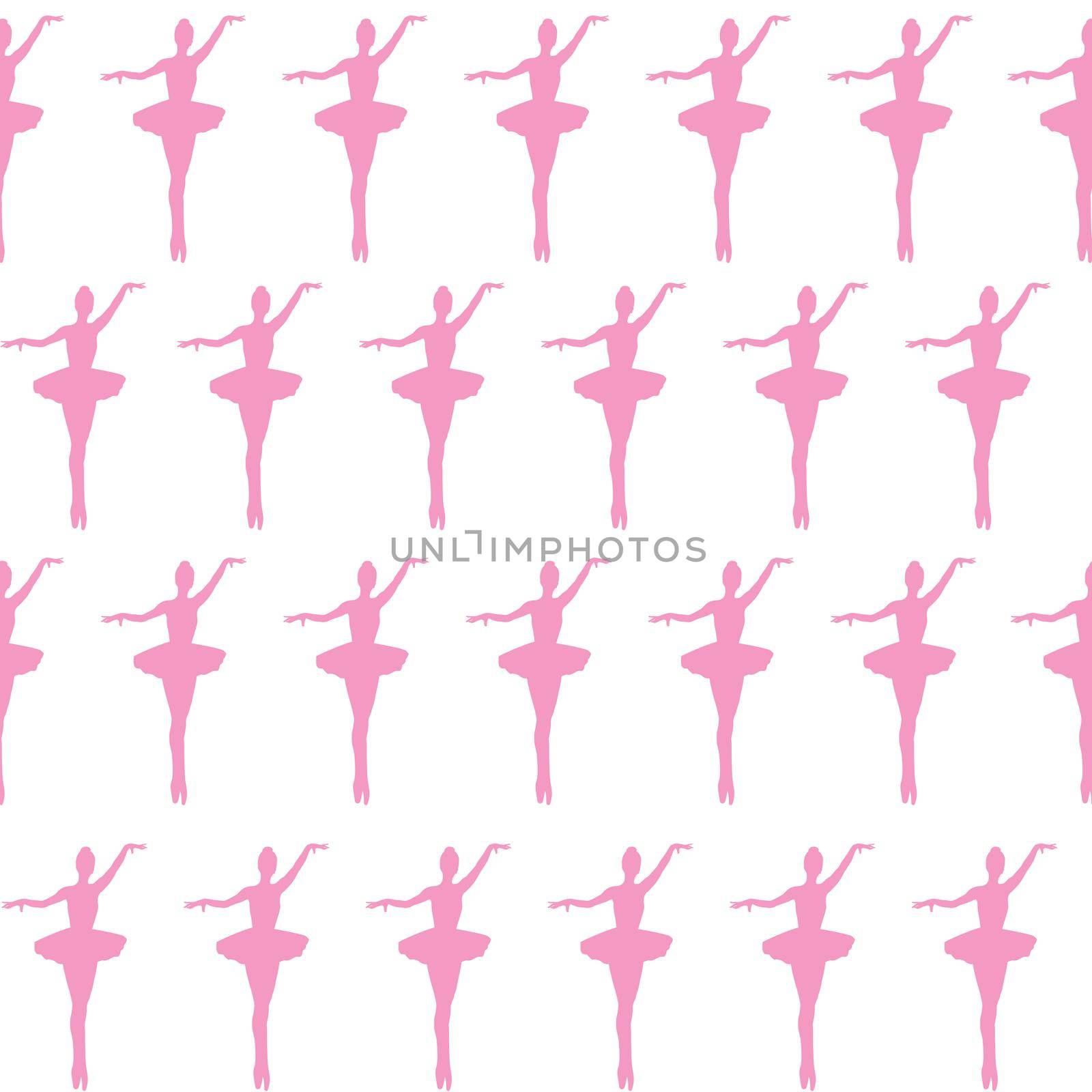Pink ballerina seamless pattern on white background