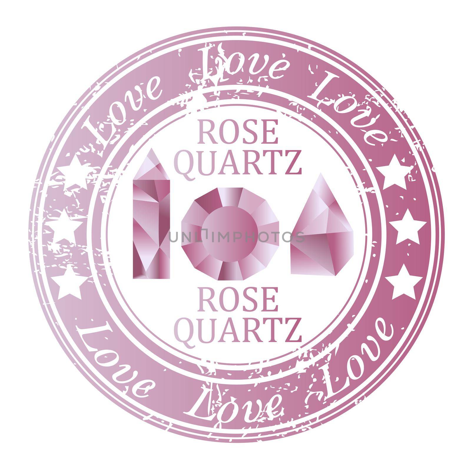 Rubber stamp with rose quartz gems and rose quartz benefit by hibrida13