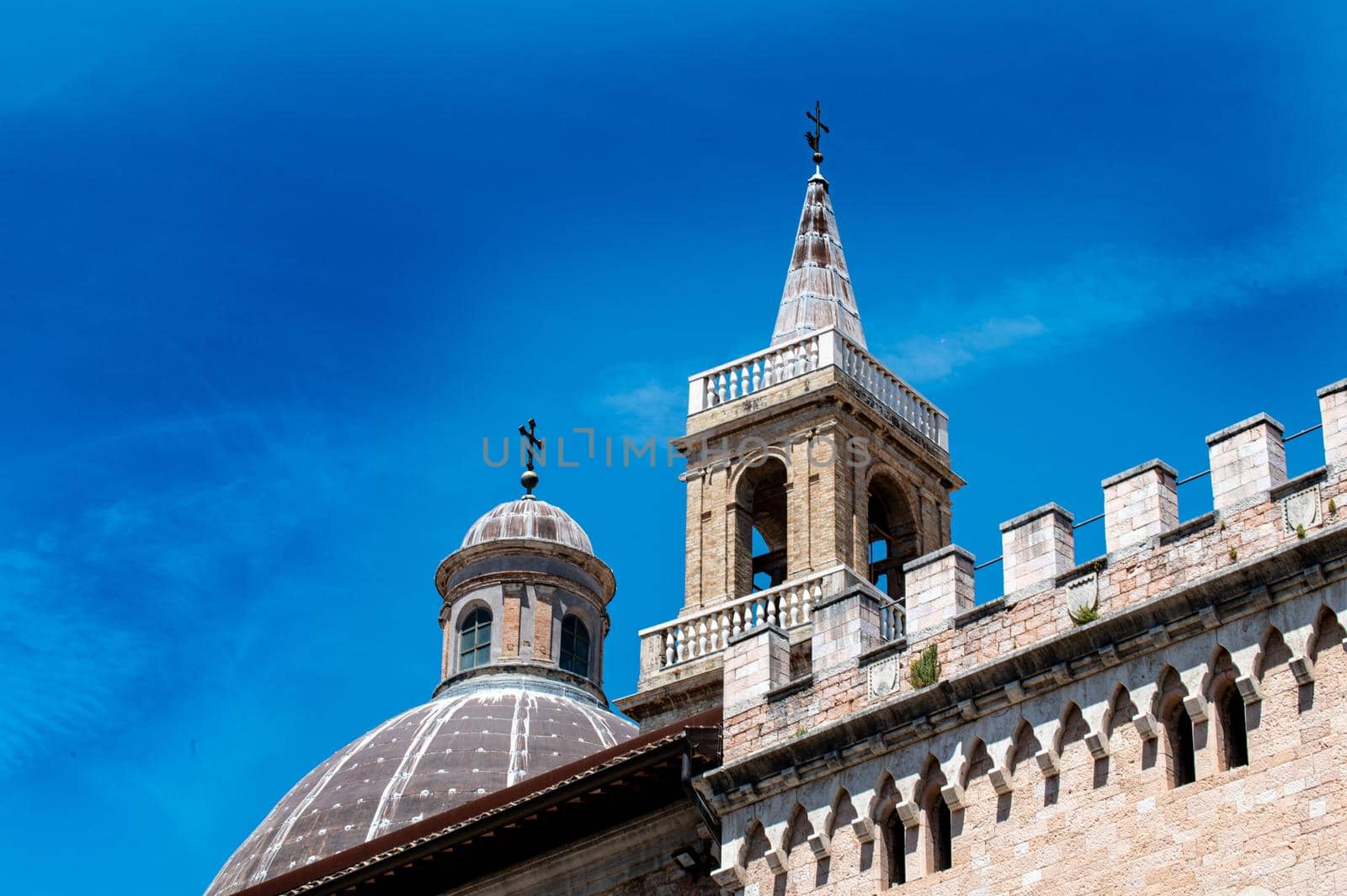 foligno detail of the bell tower of the church of San Feliciano by carfedeph