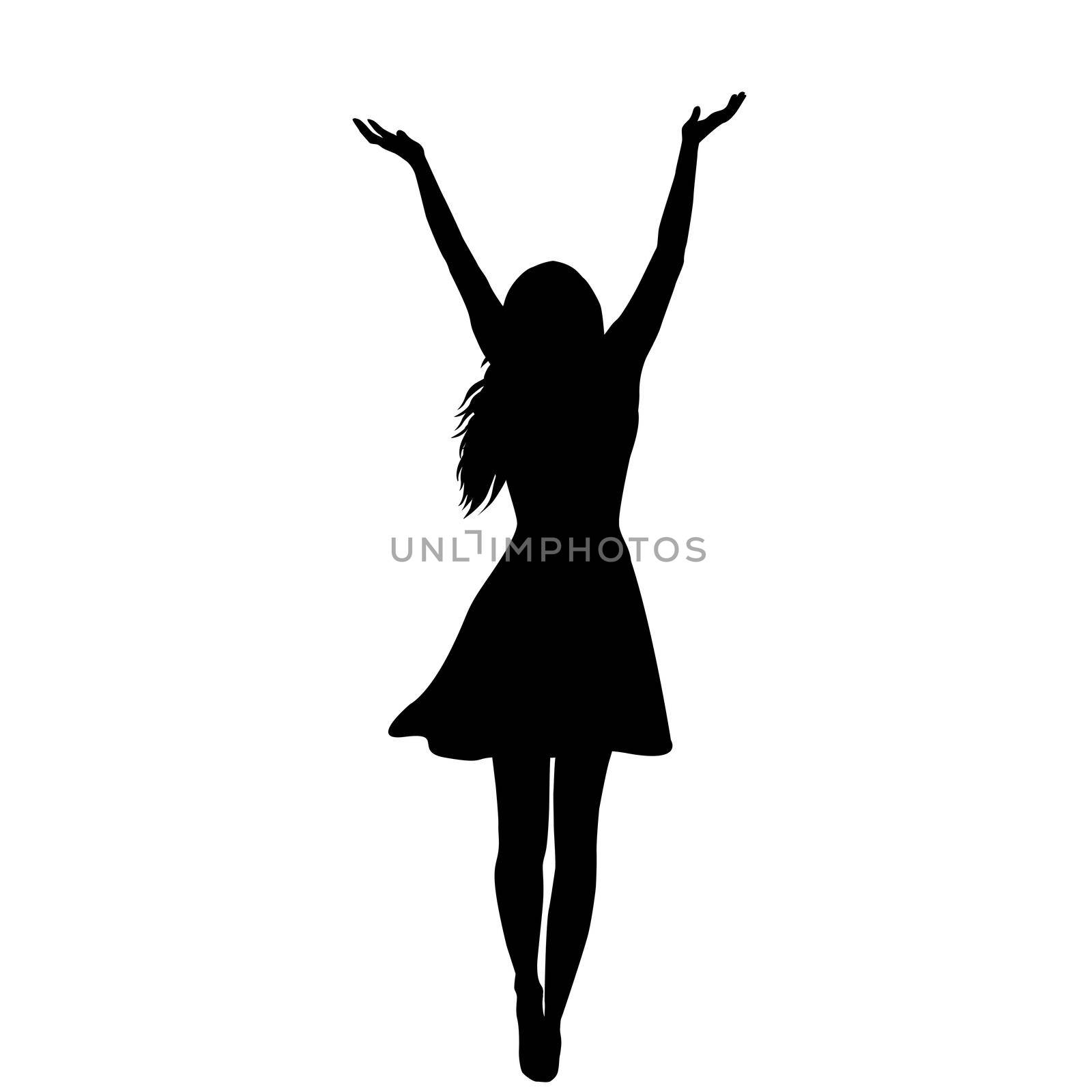 Silhouette of a woman with arms raised enjoy the life by hibrida13
