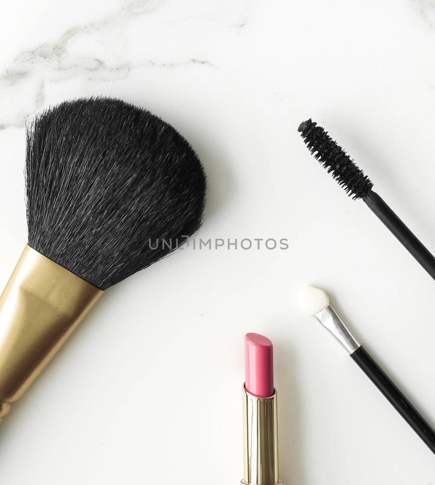 Make-up and cosmetics products on marble, flatlay background - modern feminine lifestyle, beauty blog and fashion inspiration concept