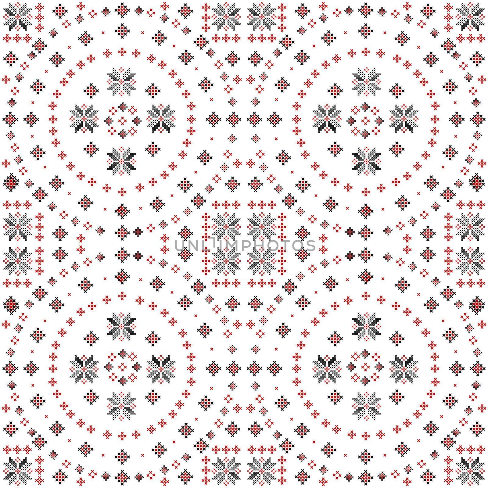Embroidered cross-stitch round seamless pattern by hibrida13