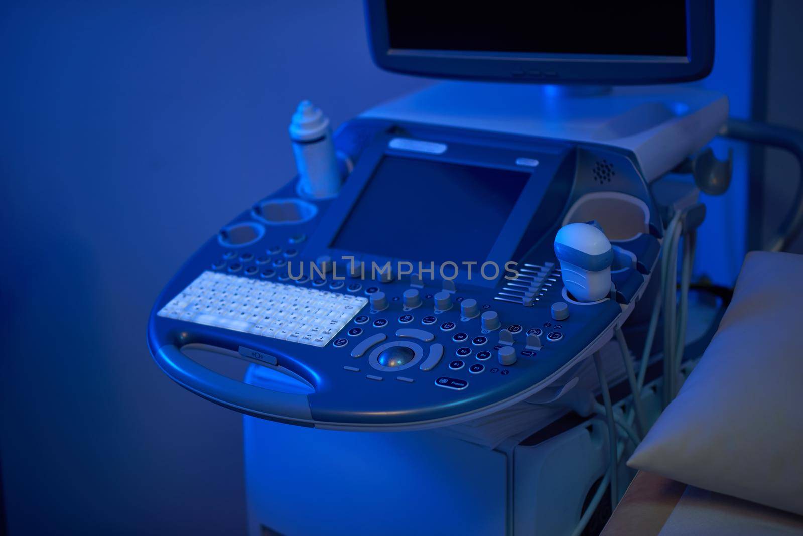 Modern medical equipment at the clinic ultrasound x-ray scanner ultraviolet lighting sterile medicine medical industry health healthcare technology concept.
