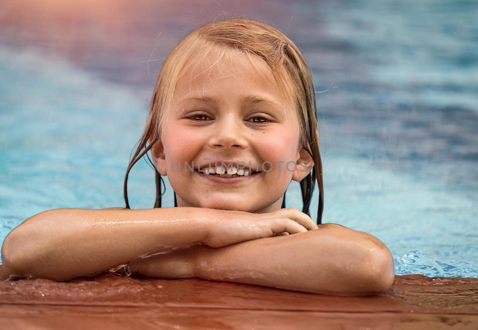Happy Little Girl in the Pool by Anna_Omelchenko