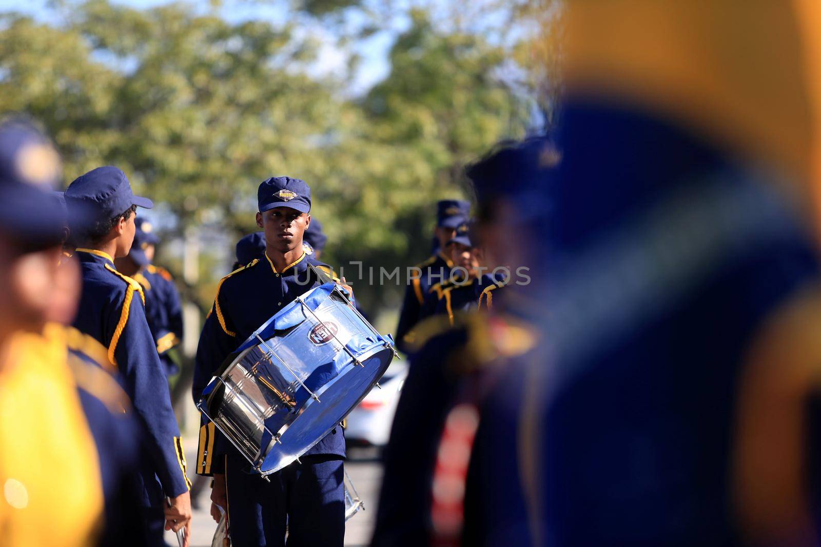salvador, bahia, brazil - october 14, 2016: Members of the Bahia State Public School's fanfare are seen during a performance at the Centro Administrativo da Bahia in the city of Salvador.