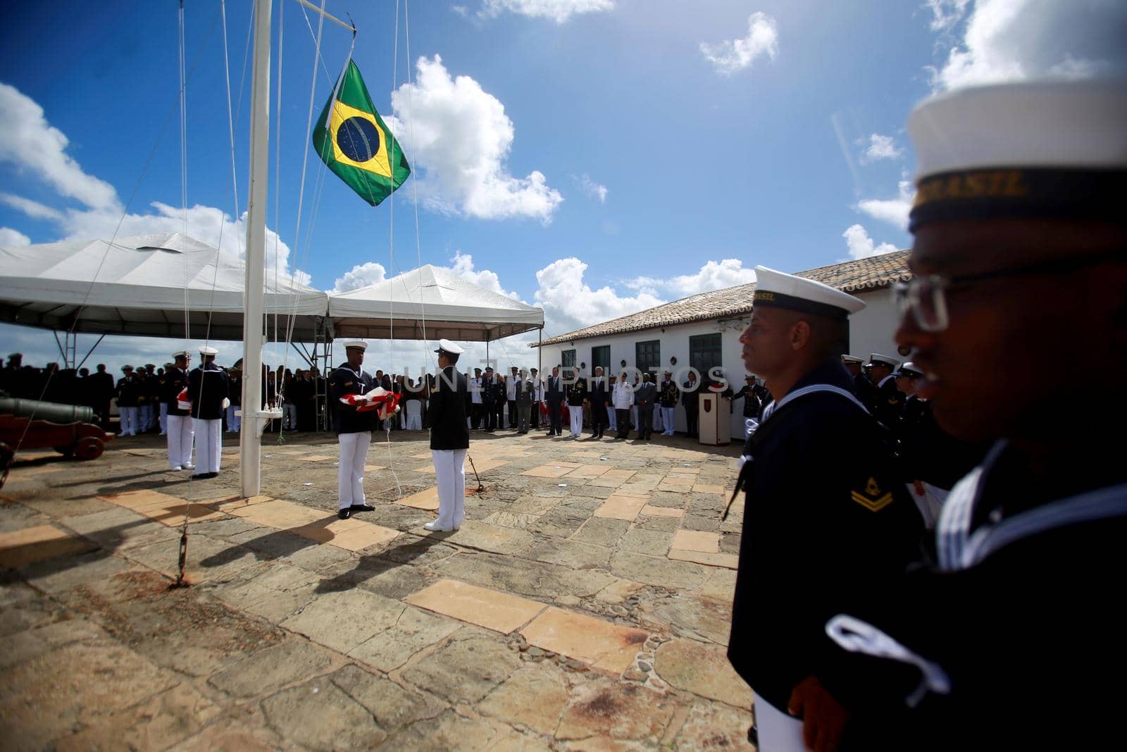 salvador, bahia, brazil - june 11, 2019: Military personnel from the Brazilian Navy are seen during the commemoration of the Naval Battle of Riachuelo in the city in Salvador.