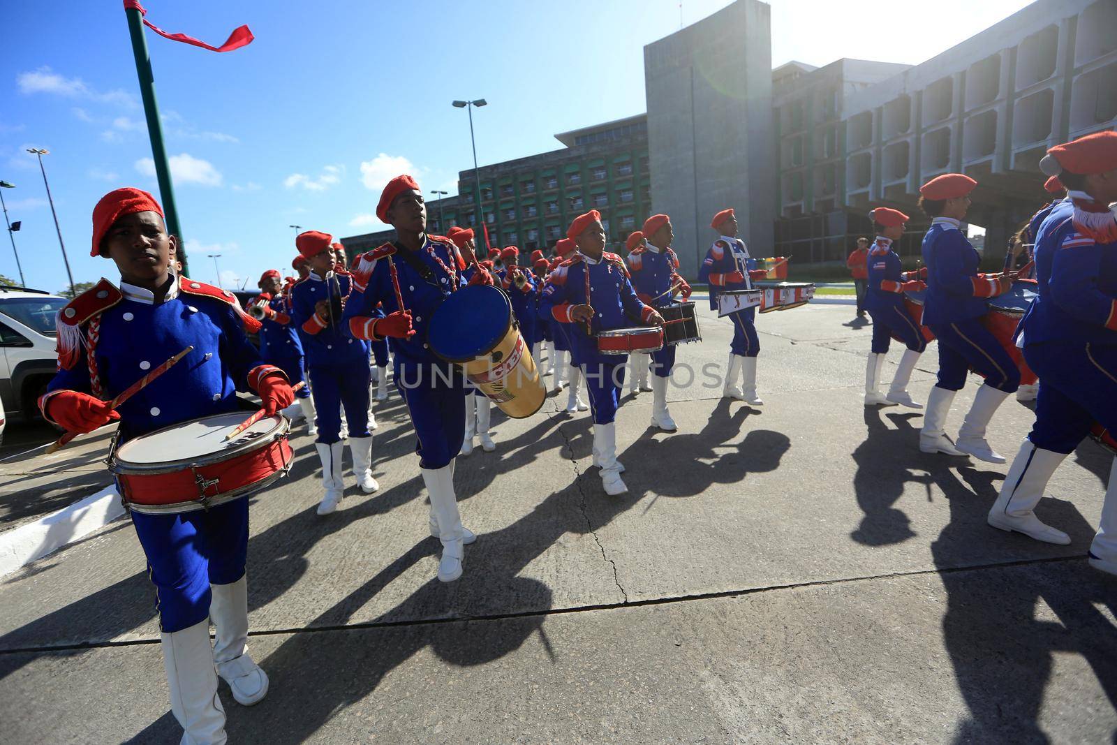 salvador, bahia, brazil - october 14, 2016: Members of the Bahia State Public School's fanfare are seen during a performance at the Centro Administrativo da Bahia in the city of Salvador.