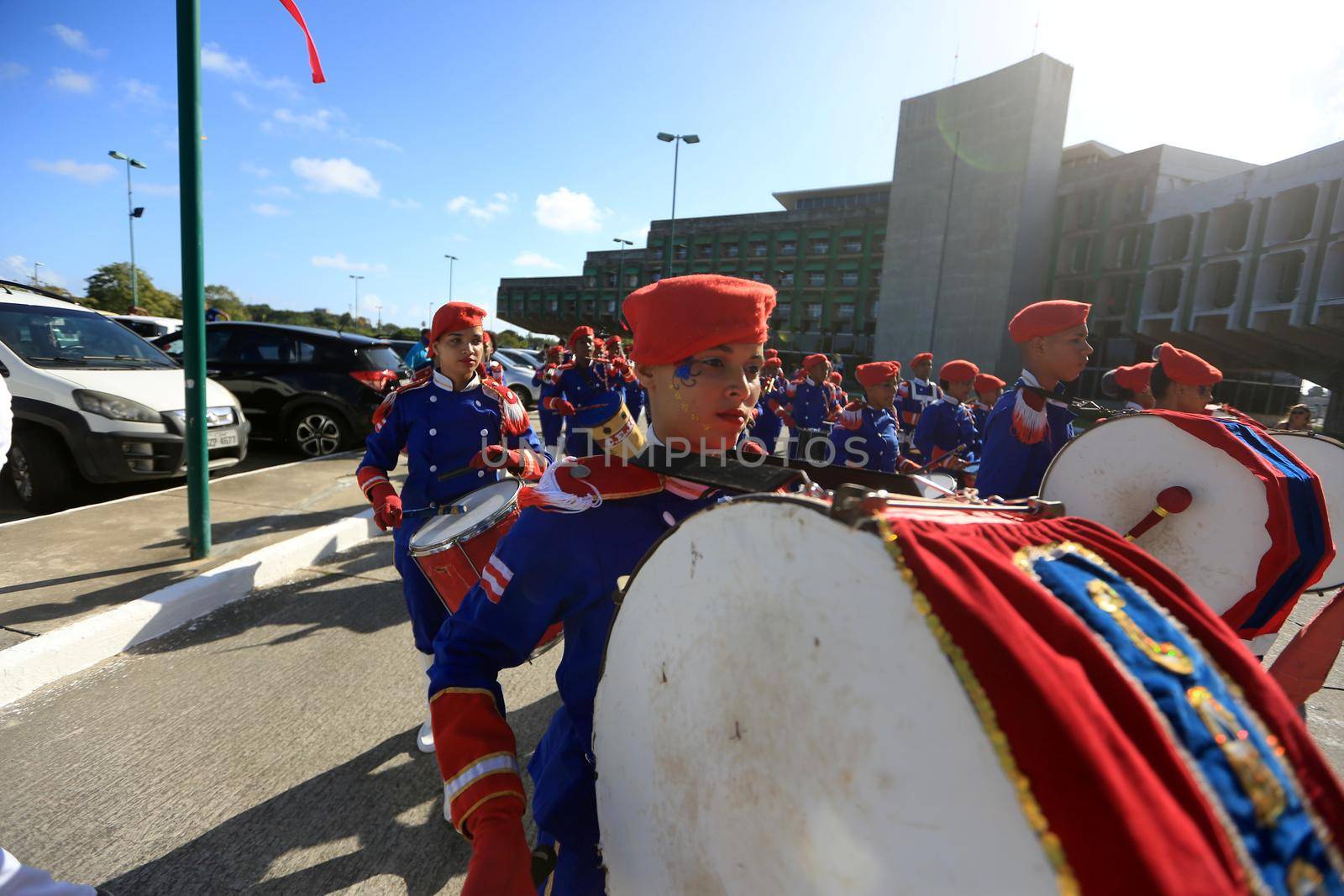 salvador, bahia, brazil - october 14, 2016: Members of the Bahia State Public School's fanfare are seen during a performance at the Centro Administrativo da Bahia in the city of Salvador.