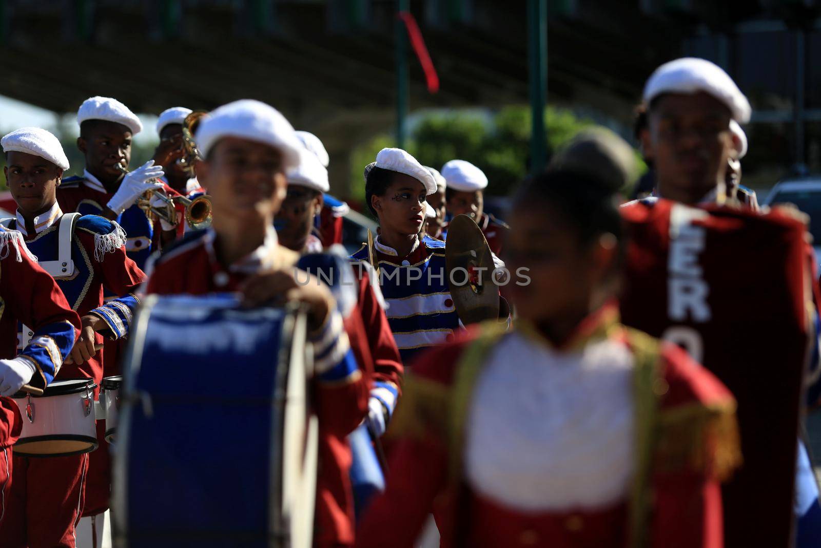 salvador, bahia, brazil - october 14, 2016: Members of the Bahia State Public School's fanfare are seen during a performance at the Centro Administrativo da Bahia in the city of Salvador.