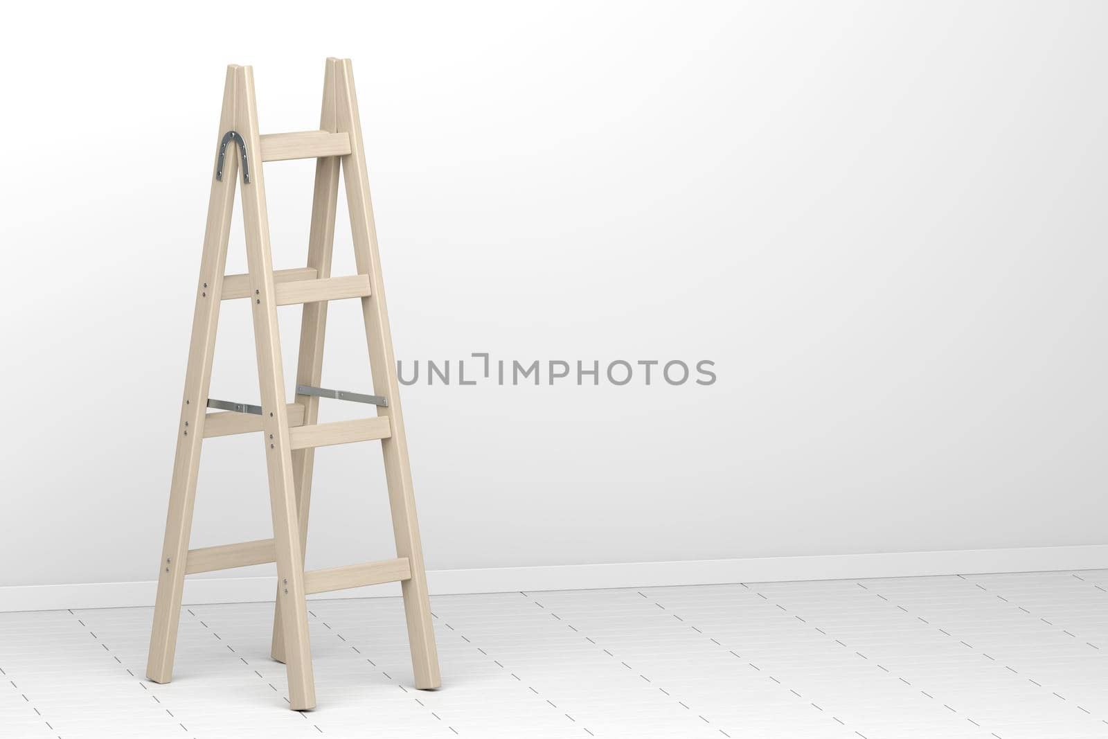 Wood double step ladder in the room