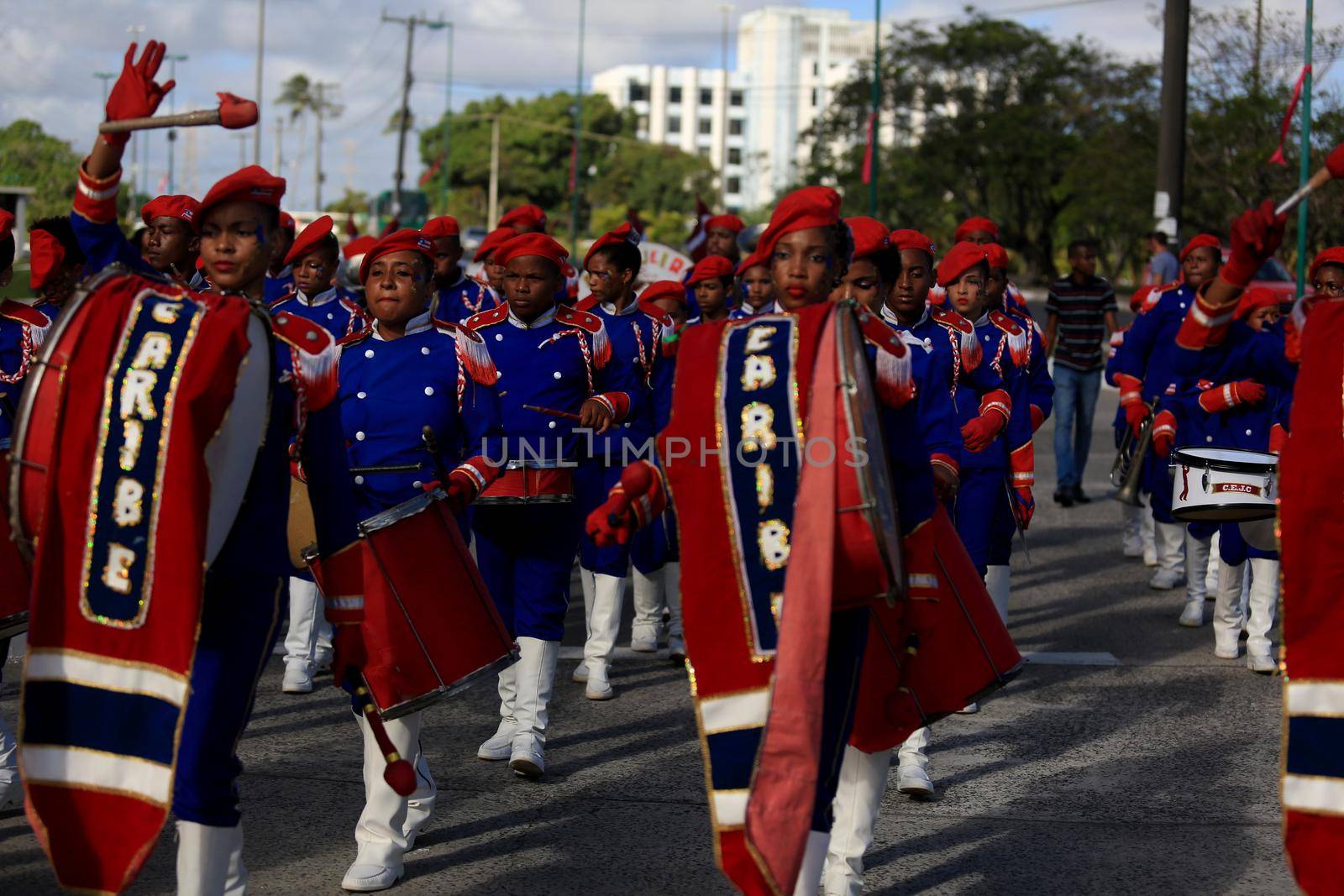 salvador, bahia, brazil - october 14, 2016: Members of the Bahia State Public School's fanfare are seen during a performance at the Centro Administrativo da Bahia in the city of Salvador.