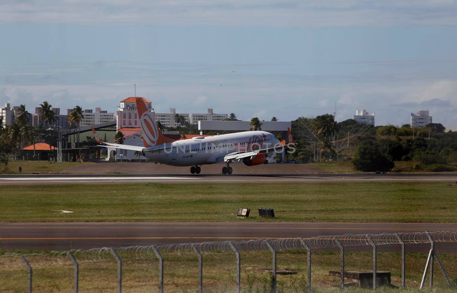 salvador, bahia, brazil - december 28, 2017: Boeing 737-8EH aircraft from Gol Linhas Aereas company during flight towards Salvador city airport.