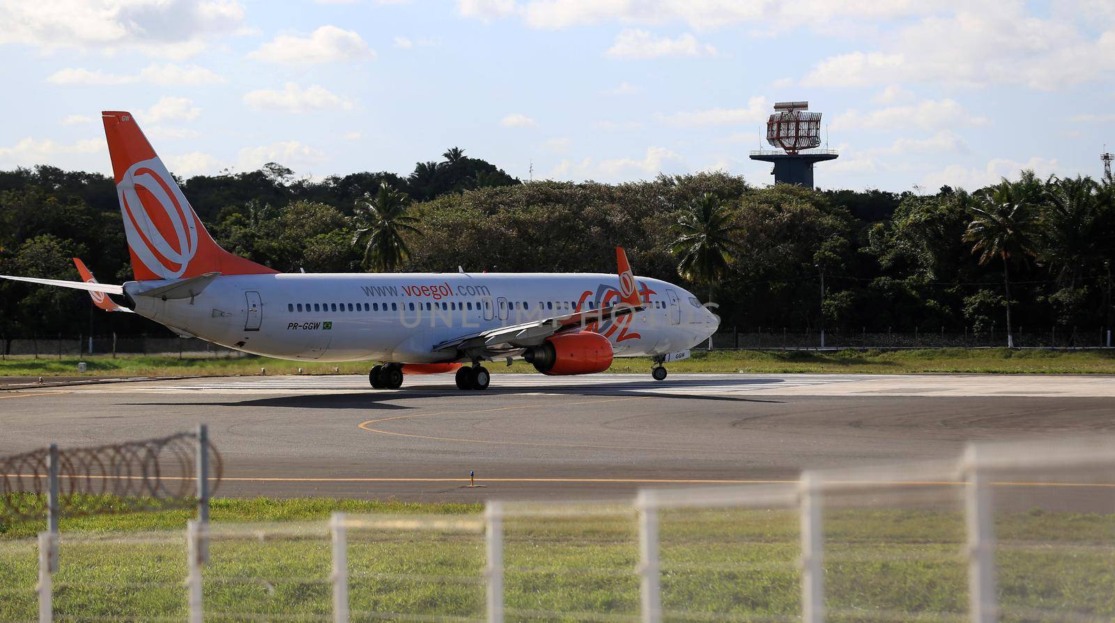 salvador, bahia, brazil - september 13, 2016: Boeing 737-8EH aircraft from Gol Linhas Aereas company at the airport yard in the city of Salvador