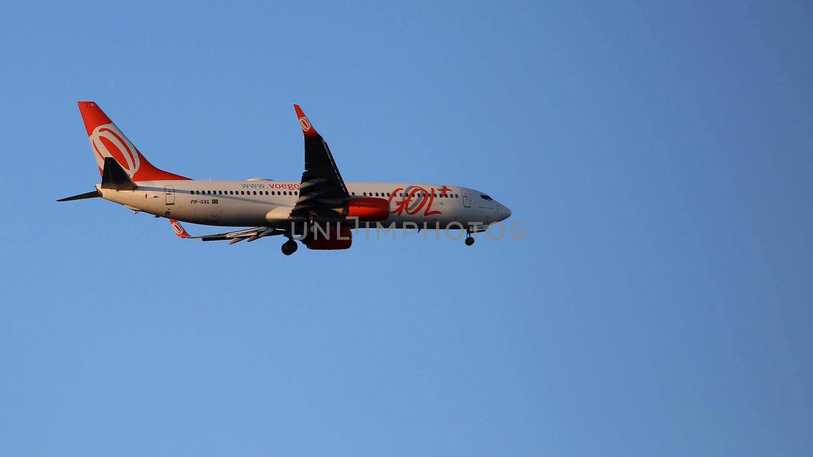 salvador, bahia, brazil - december 28, 2017: Boeing 737-8EH aircraft from Gol Linhas Aereas company during flight towards Salvador city airport.