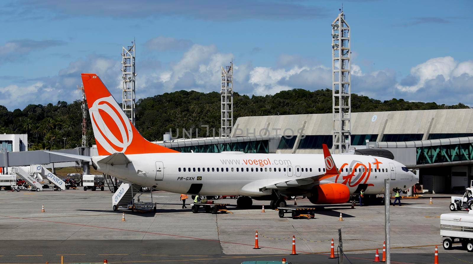 salvador, bahia, brazil - september 13, 2016: Boeing 737-8EH aircraft from Gol Linhas Aereas company at the airport yard in the city of Salvador