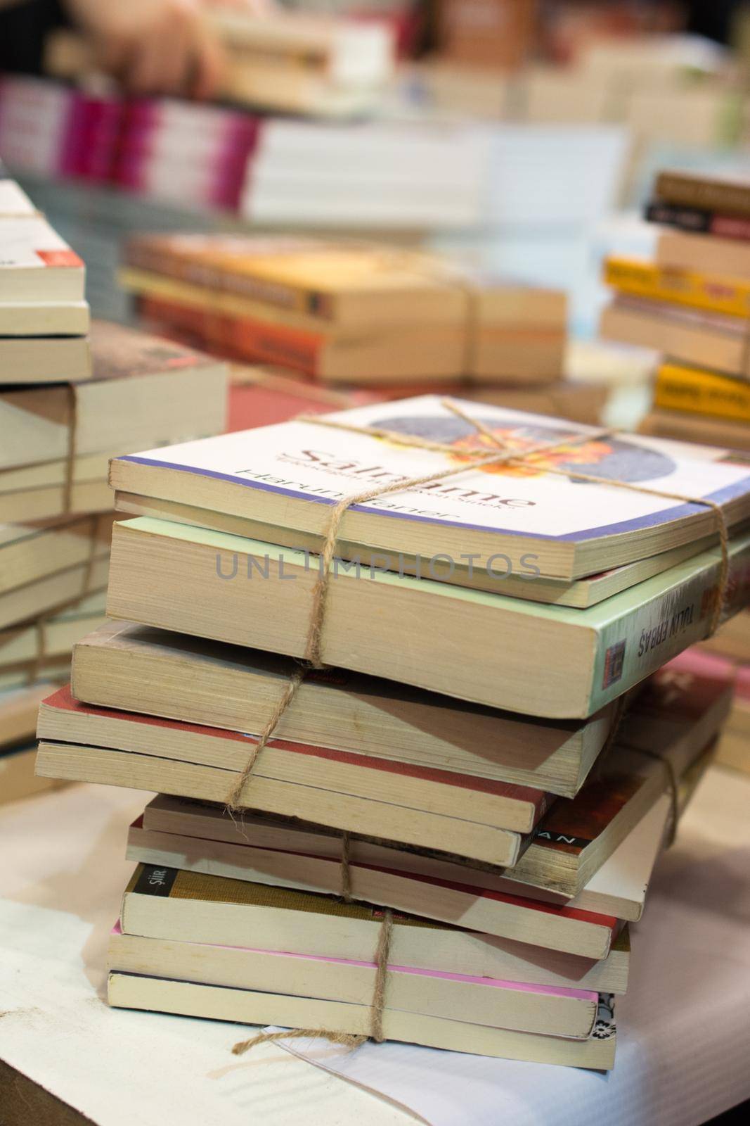 Stack of books stored as  Education and  business concept