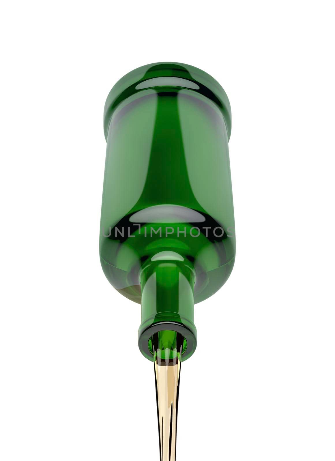 Pouring alcoholic drink from the green bottle