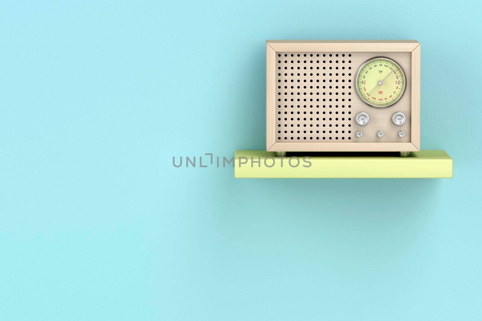 Wood radio in retro style by magraphics