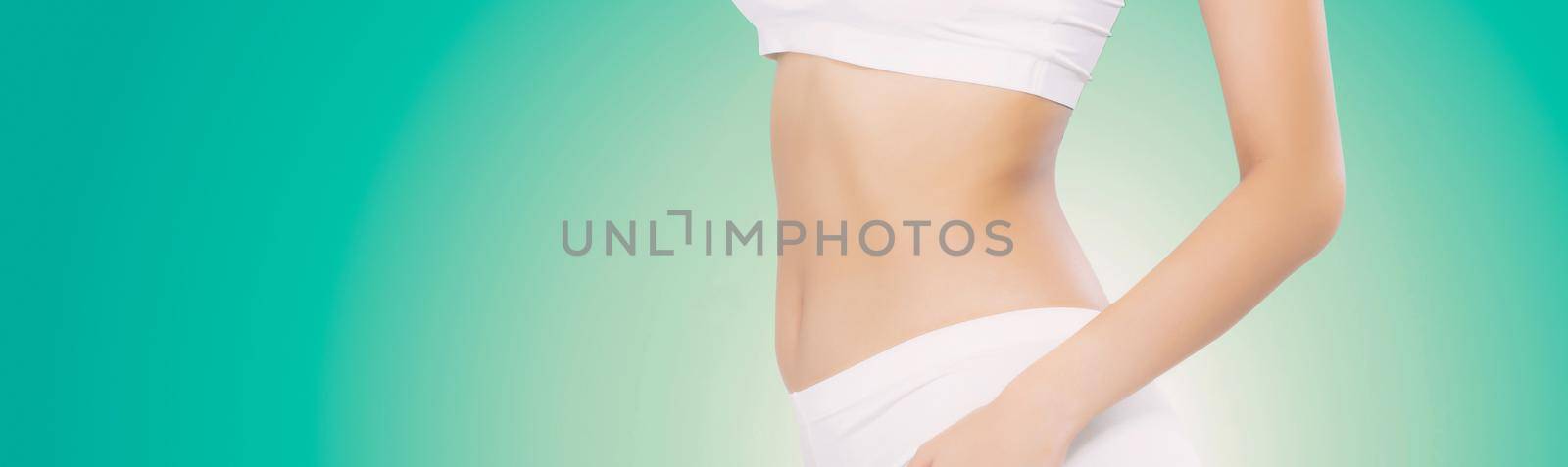 Beautiful sexy body woman with lines and curve with weight loss, skin of waist and cellulite, diet for health, shape body and belly wellness, beauty and healthy care, bodeycare and lifestyles concept. by nnudoo