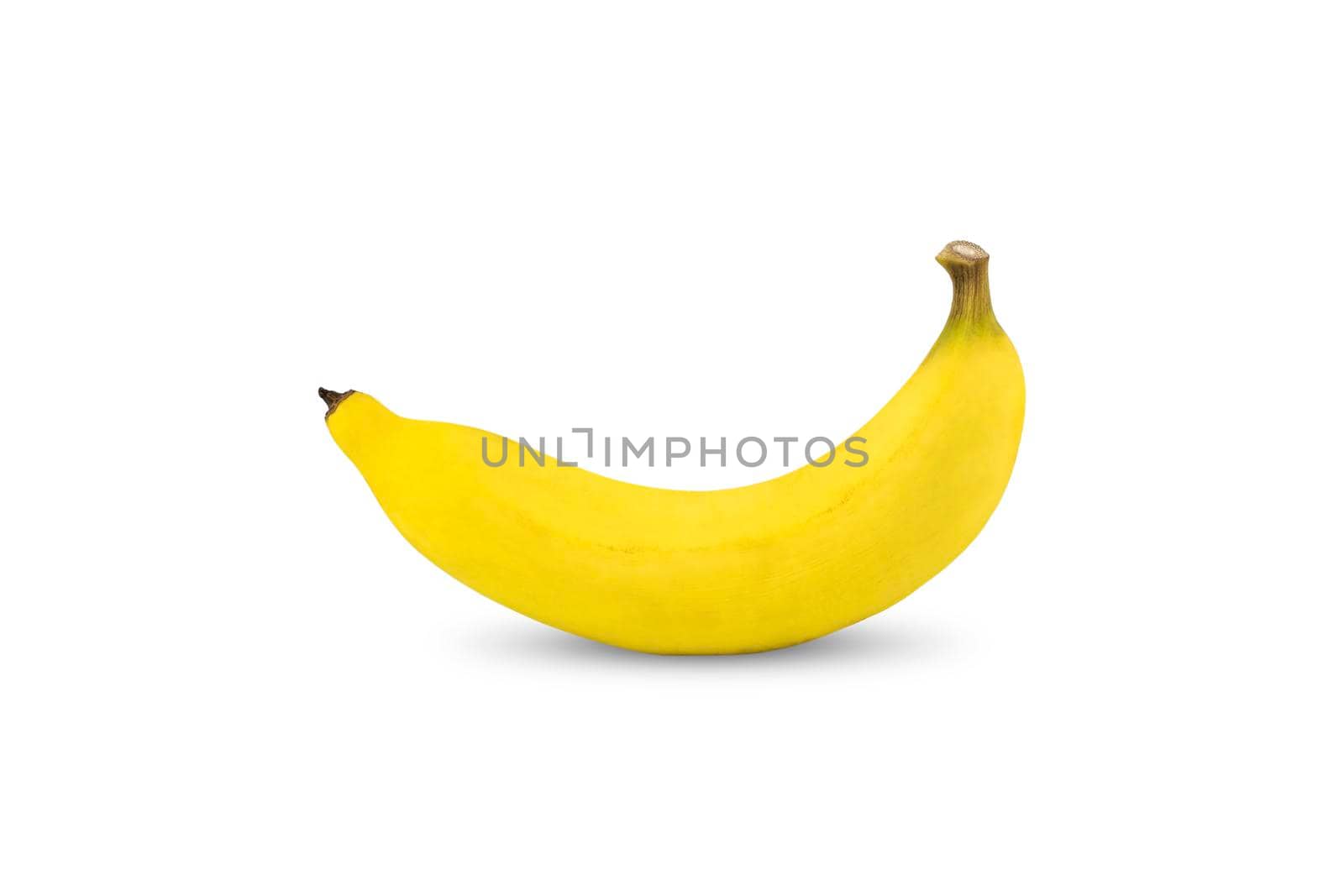 Single ripe yellow color banana isolated on white background.