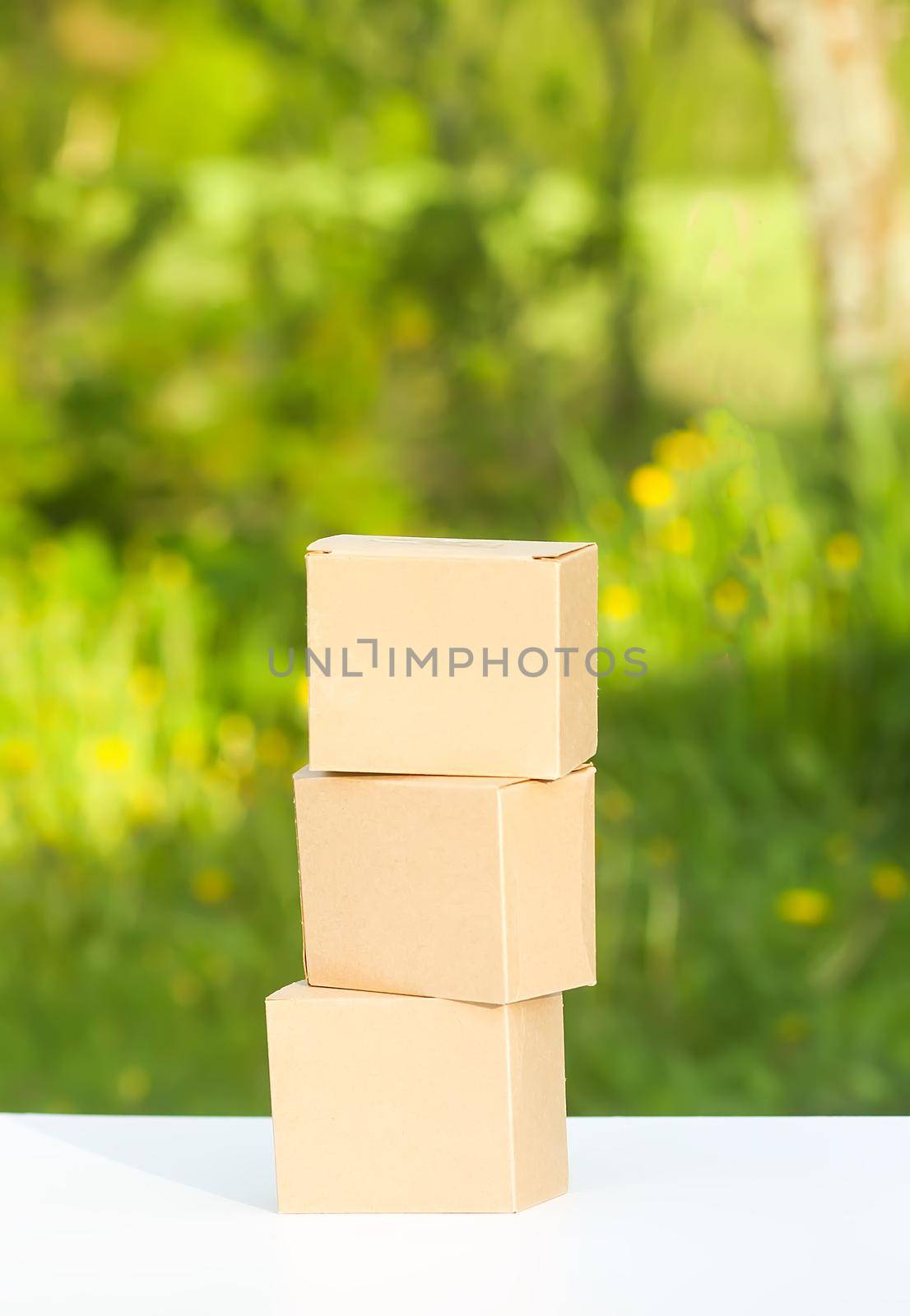 Cardboard empty boxes outdoors.