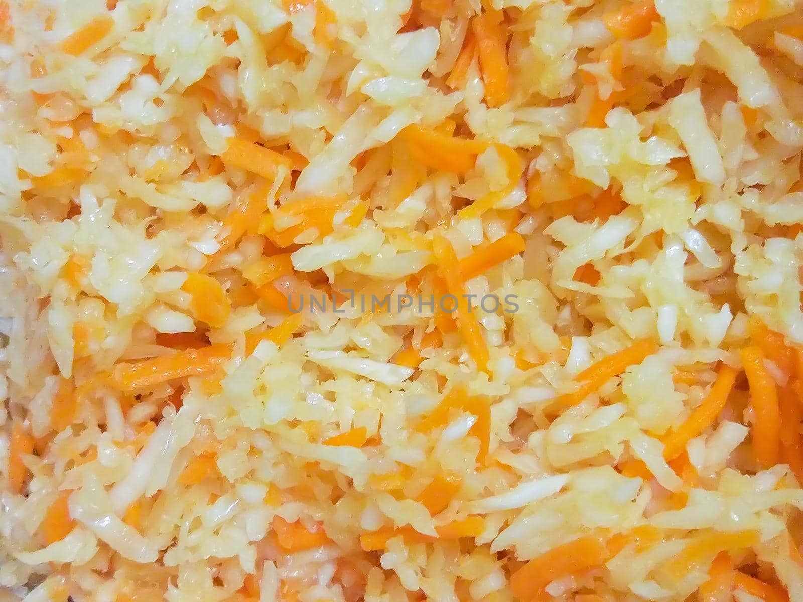 Fresh vegetable salad with cabbage and carrot close up