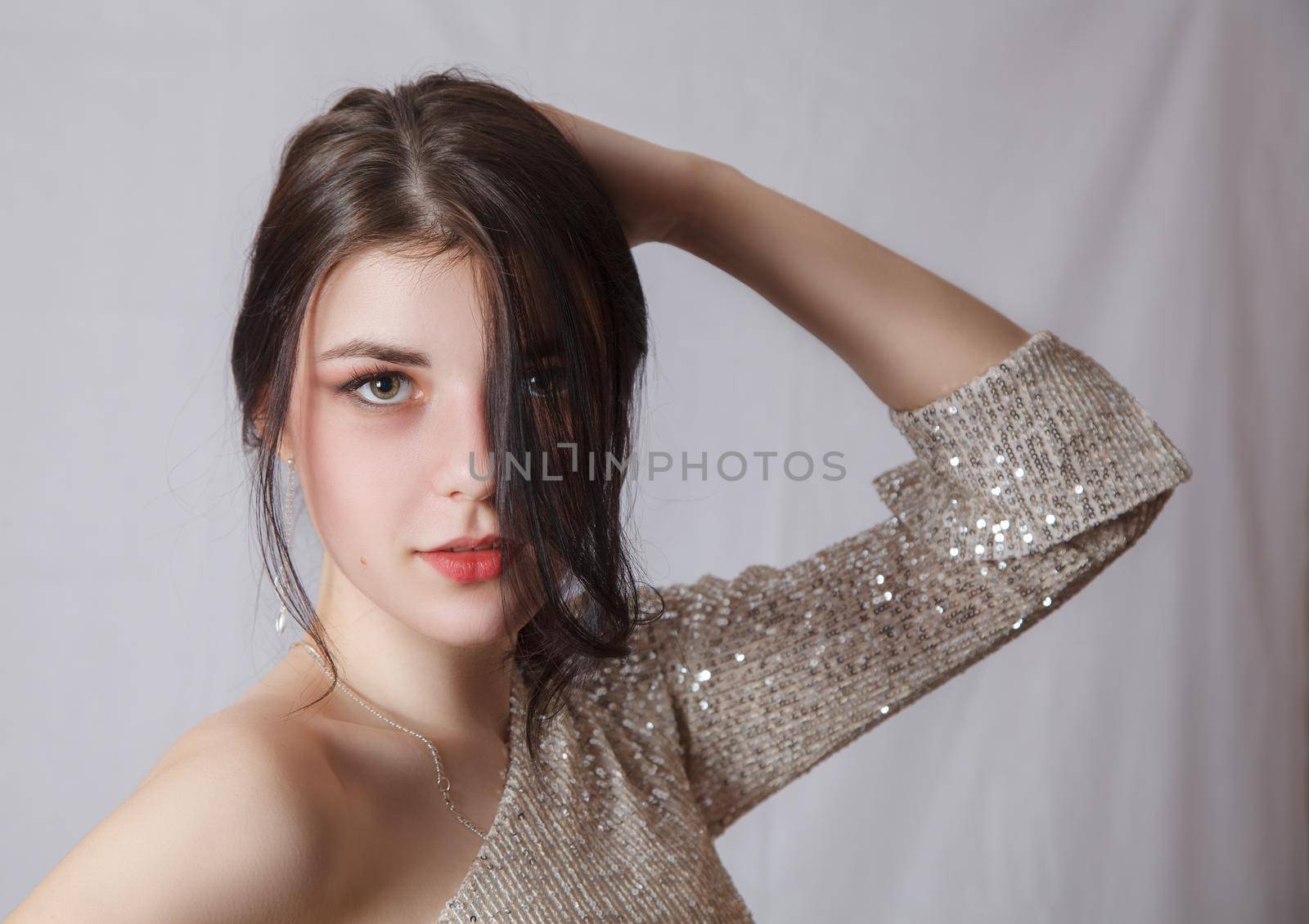 portrait of pretty girl in bright dress by raddnatt