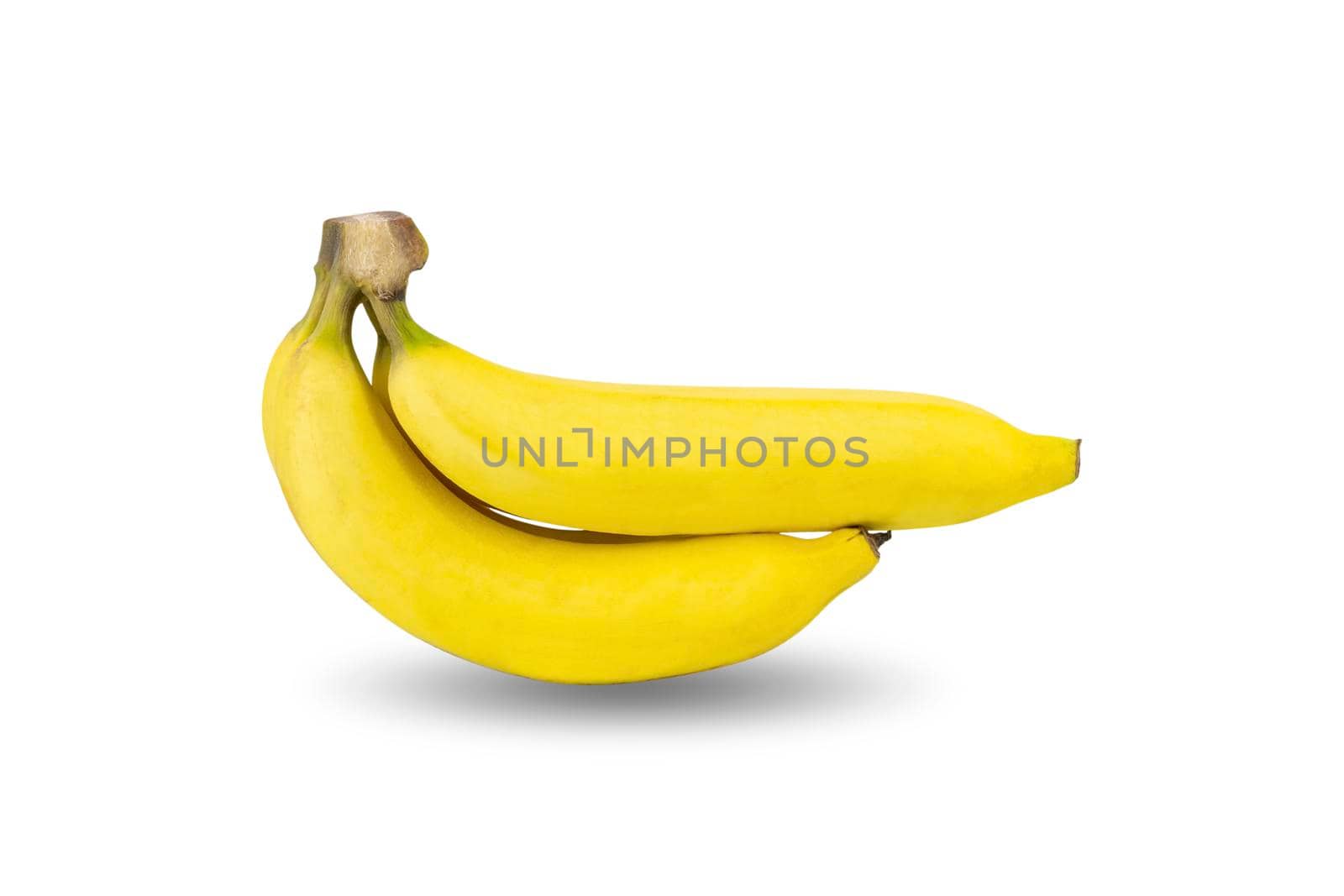 Bunch of ripe yellow bananas isolated on white background.