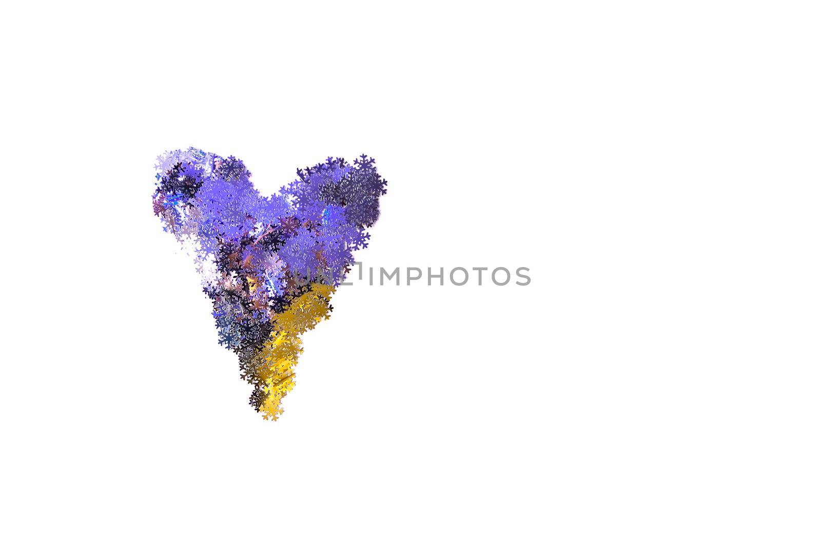 Colorful neon heart of confeti on white background.