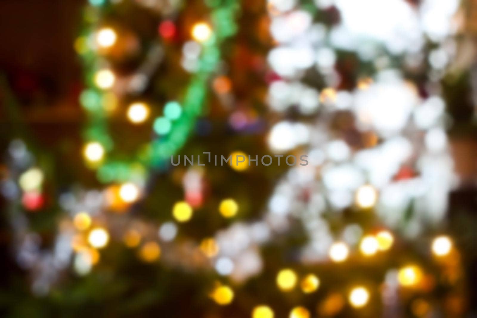 Colorful blur bokeh light new year background.