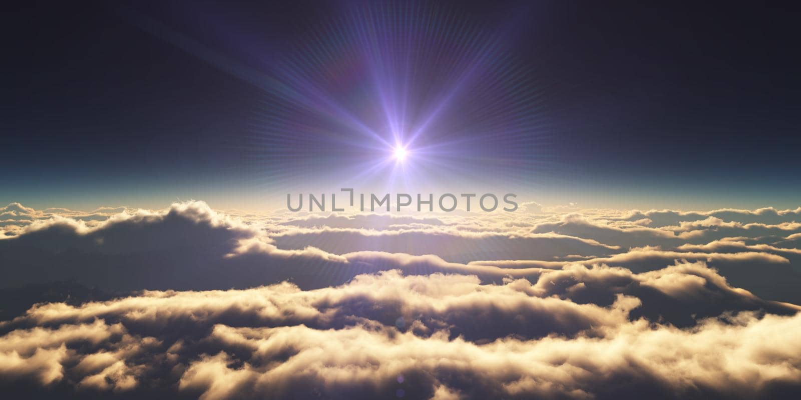 above clouds sunrise sun ray illustration by alex_nako