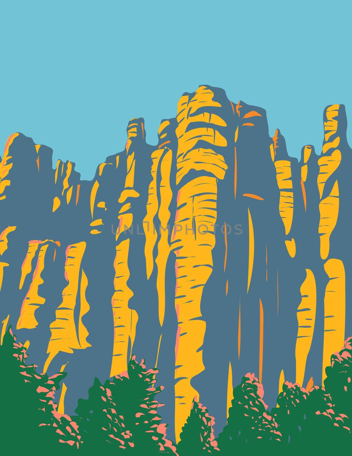 Hoodoos in the Chiricahua Mountains Located in Chiricahua National Monument in Arizona United States WPA Poster Art by patrimonio