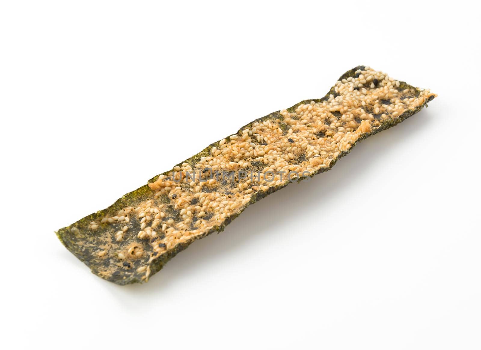 seaweed fried with white sesame on white background