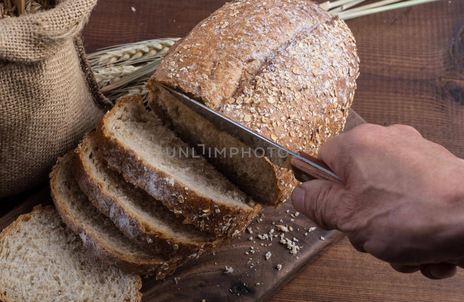 Rye sliced bread on the table