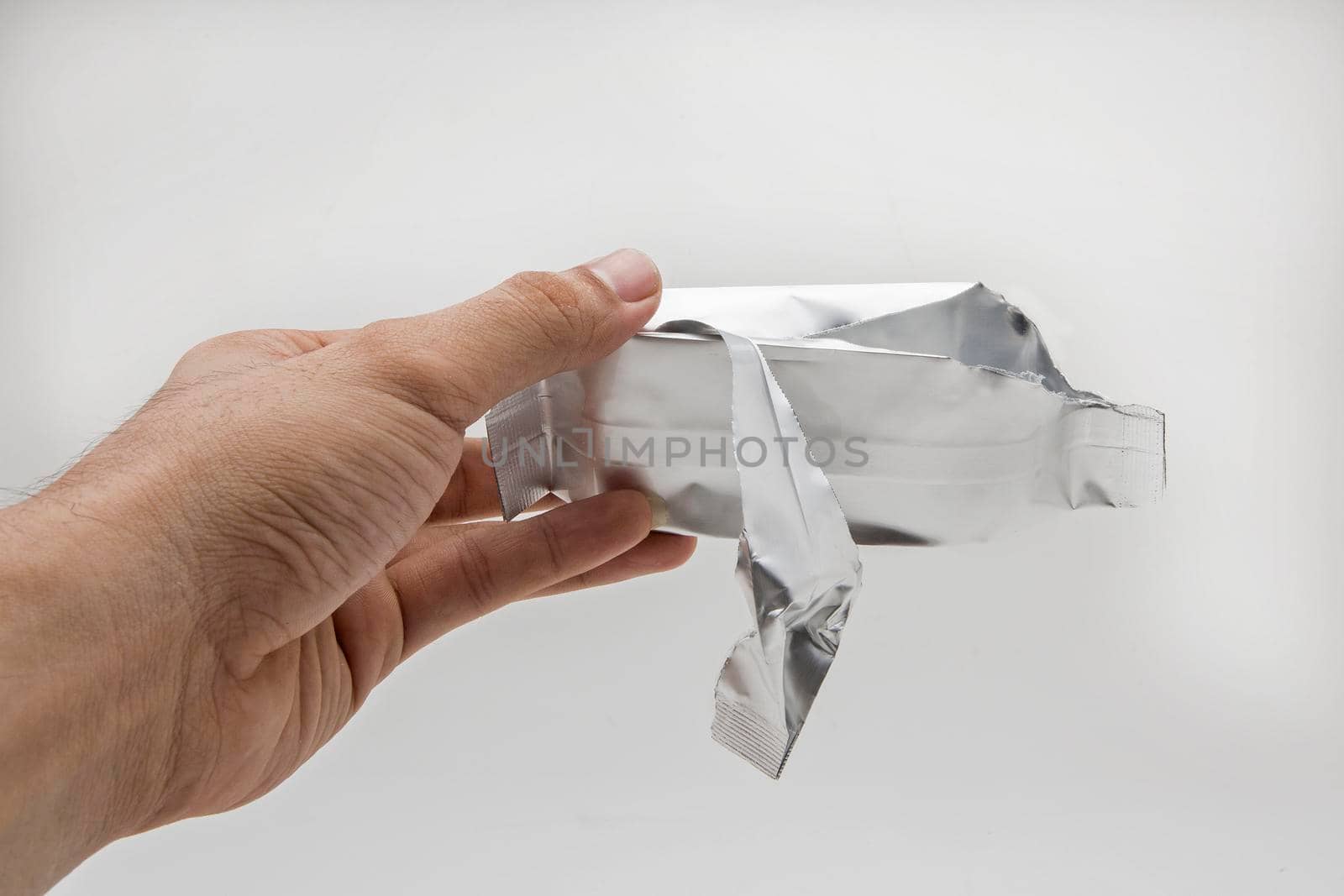 Foil bag package isolated on white background