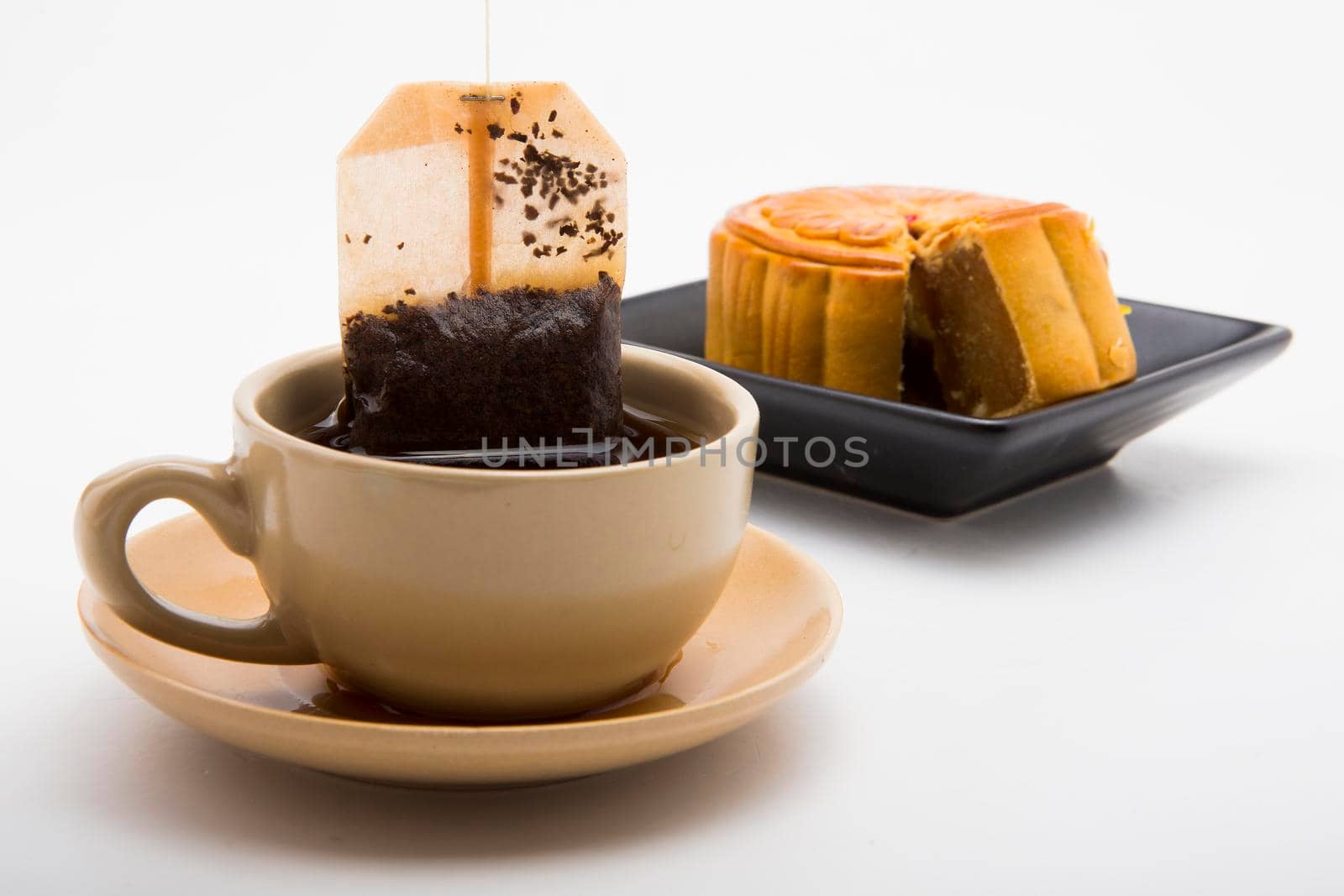 Mooncake and tea,Chinese mid autumn festival food.